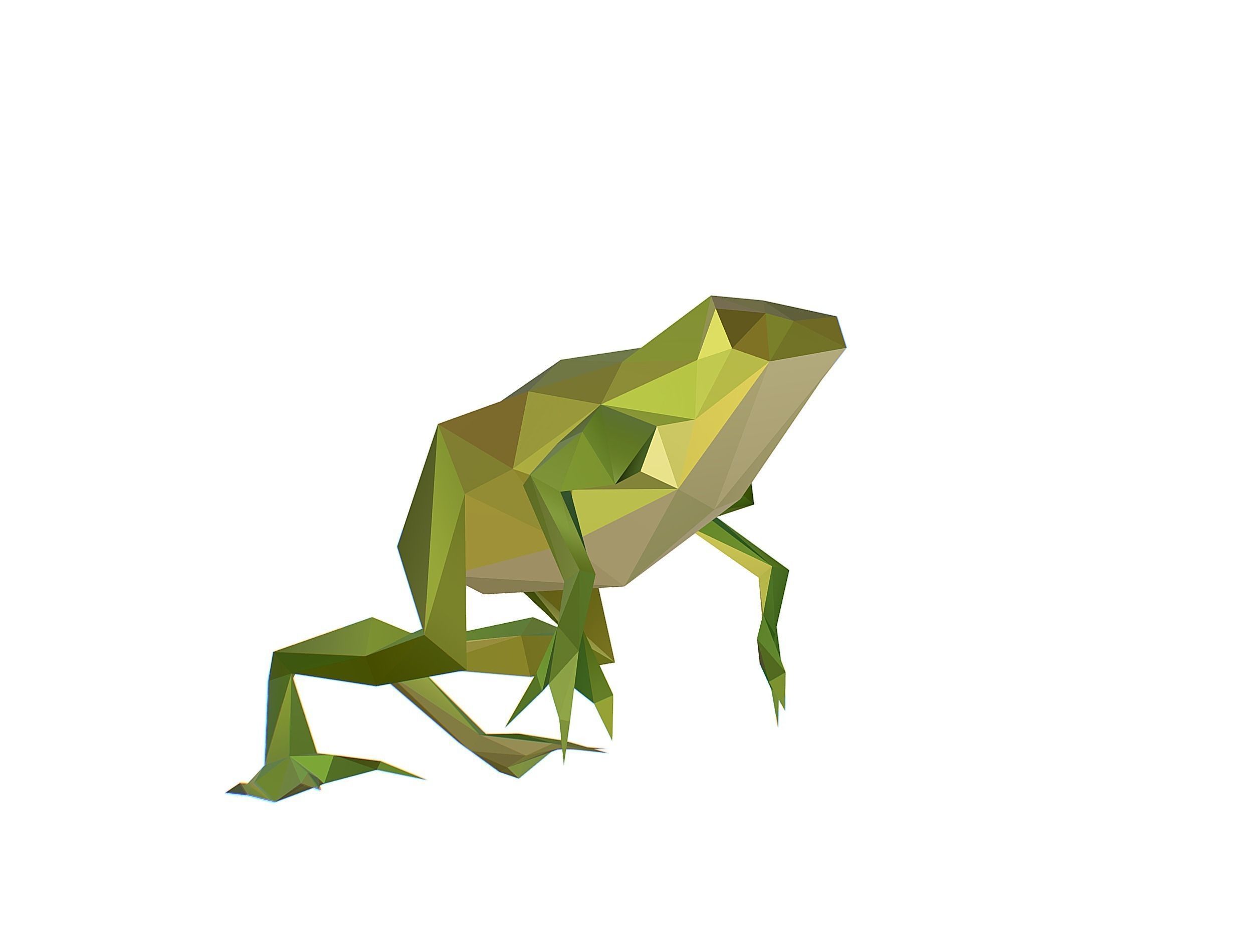 Animated Green Frog Lowpoly Art Style Low-poly 3D model_4