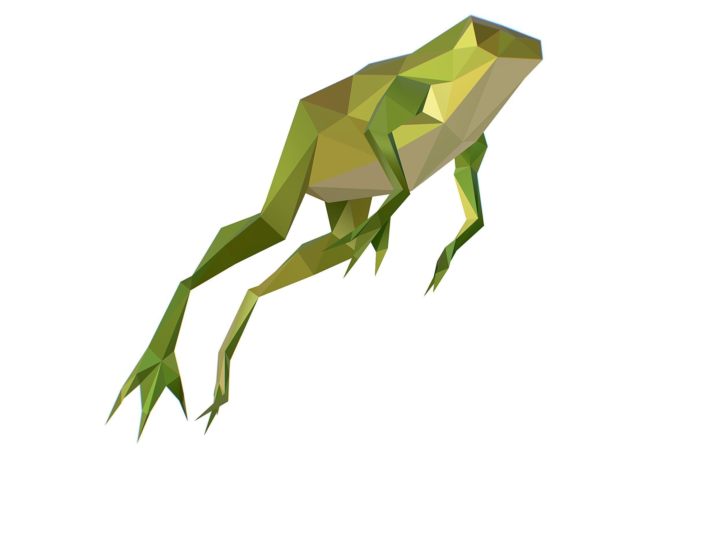 Animated Green Frog Lowpoly Art Style Low-poly 3D model_8