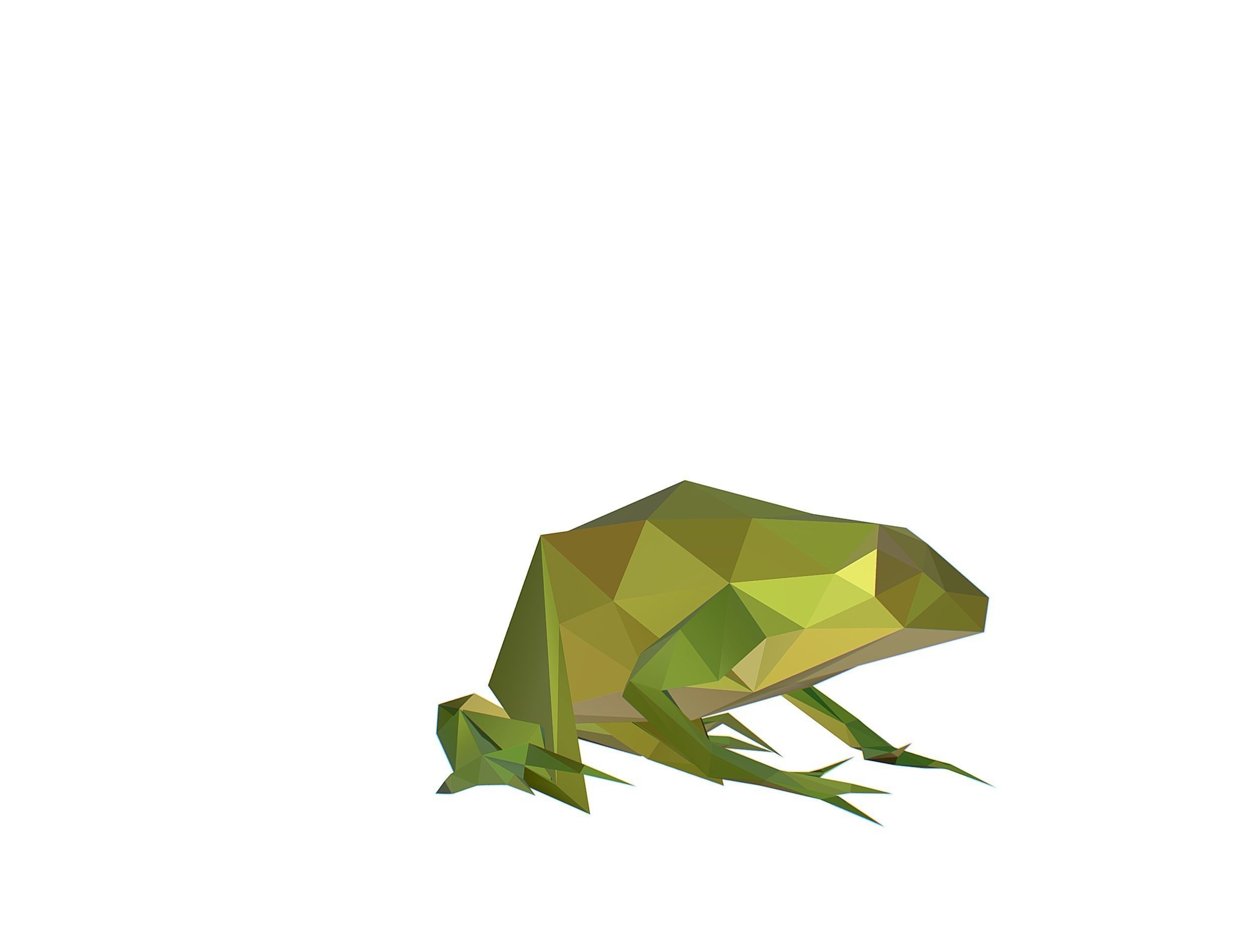 Animated Green Frog Lowpoly Art Style Low-poly 3D model_17