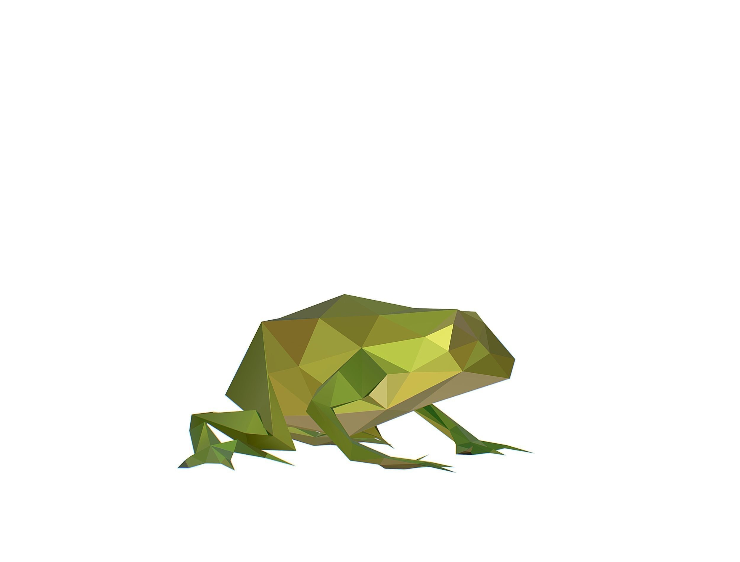 Animated Green Frog Lowpoly Art Style Low-poly 3D model_1