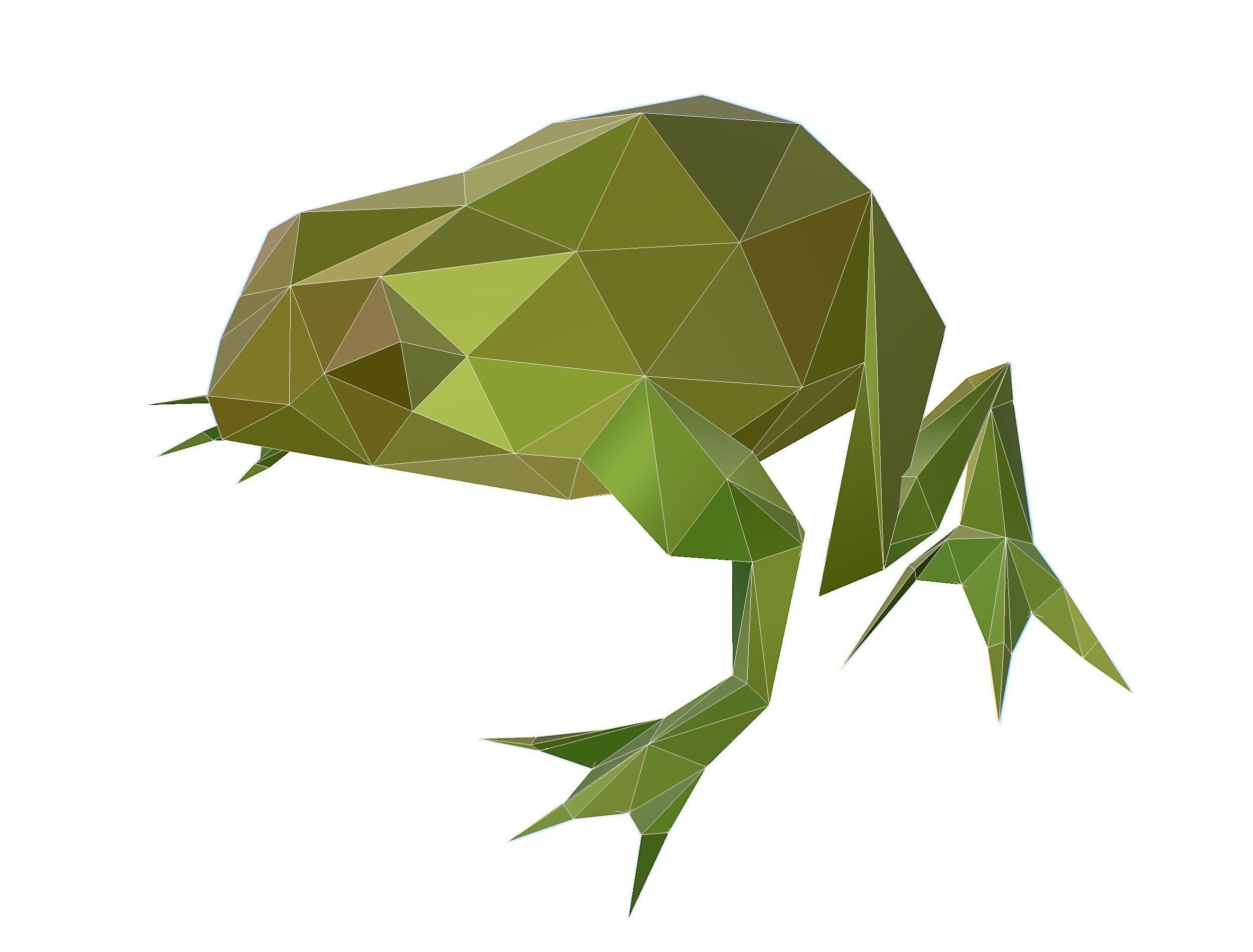 Animated Green Frog Lowpoly Art Style Low-poly 3D model_43
