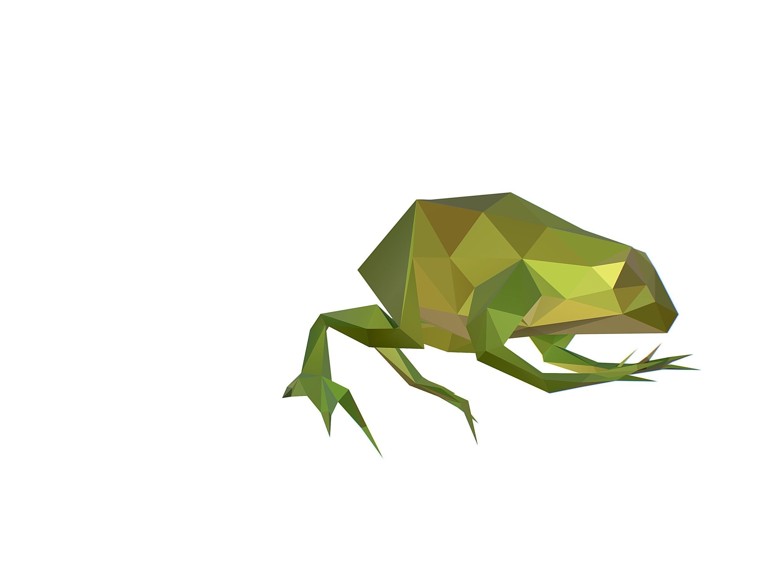 Animated Green Frog Lowpoly Art Style Low-poly 3D model_14