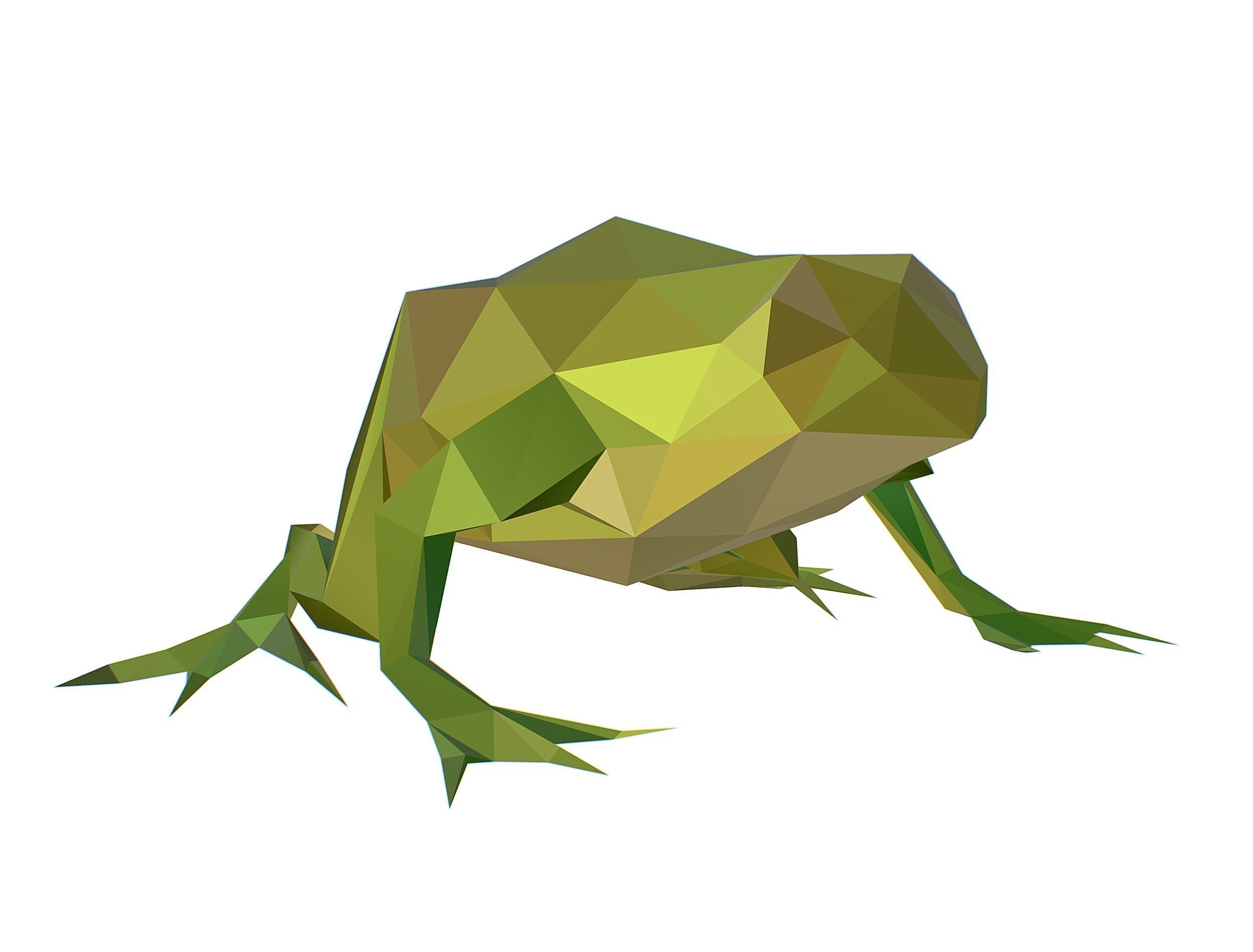 Animated Green Frog Lowpoly Art Style Low-poly 3D model_34