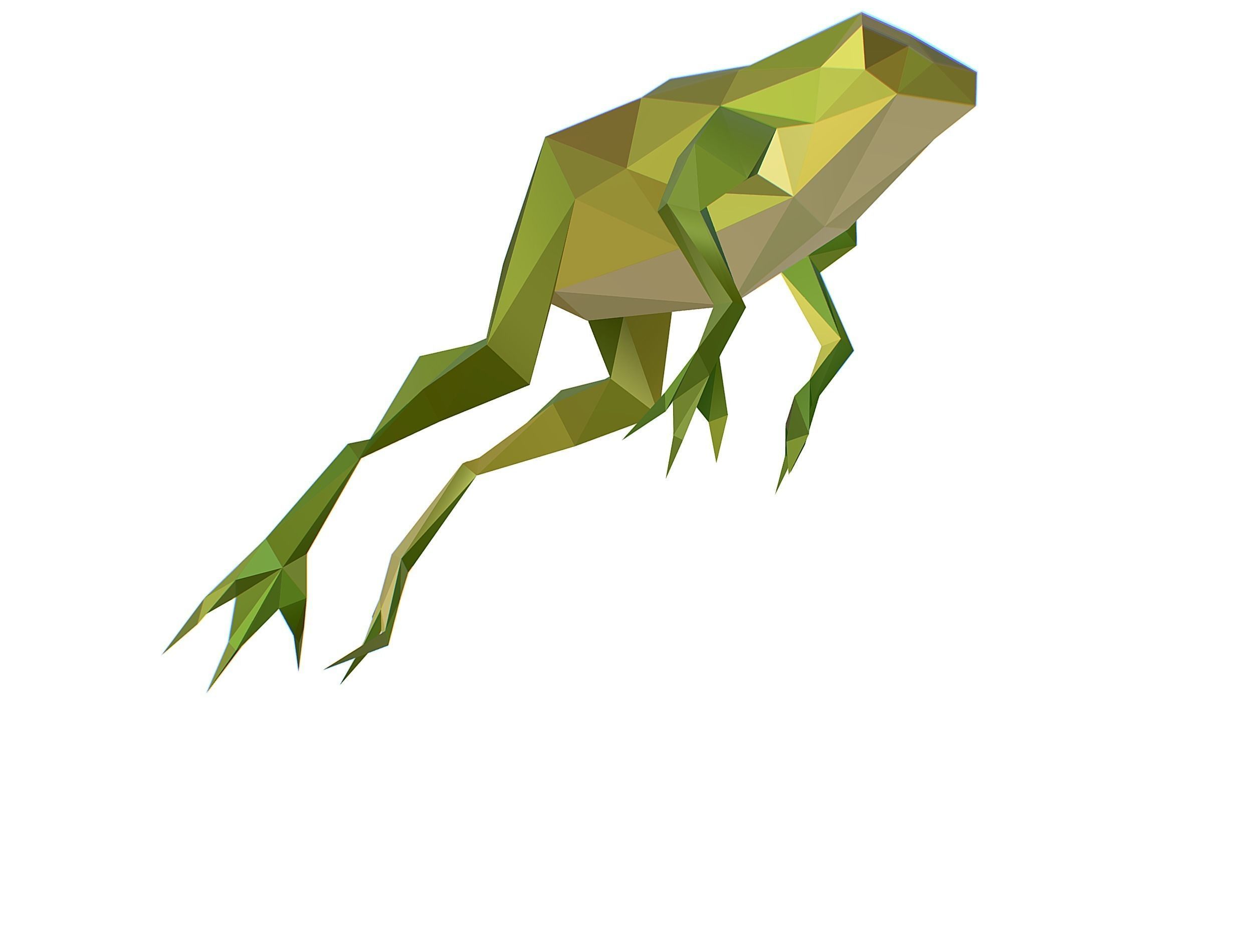 Animated Green Frog Lowpoly Art Style Low-poly 3D model_9