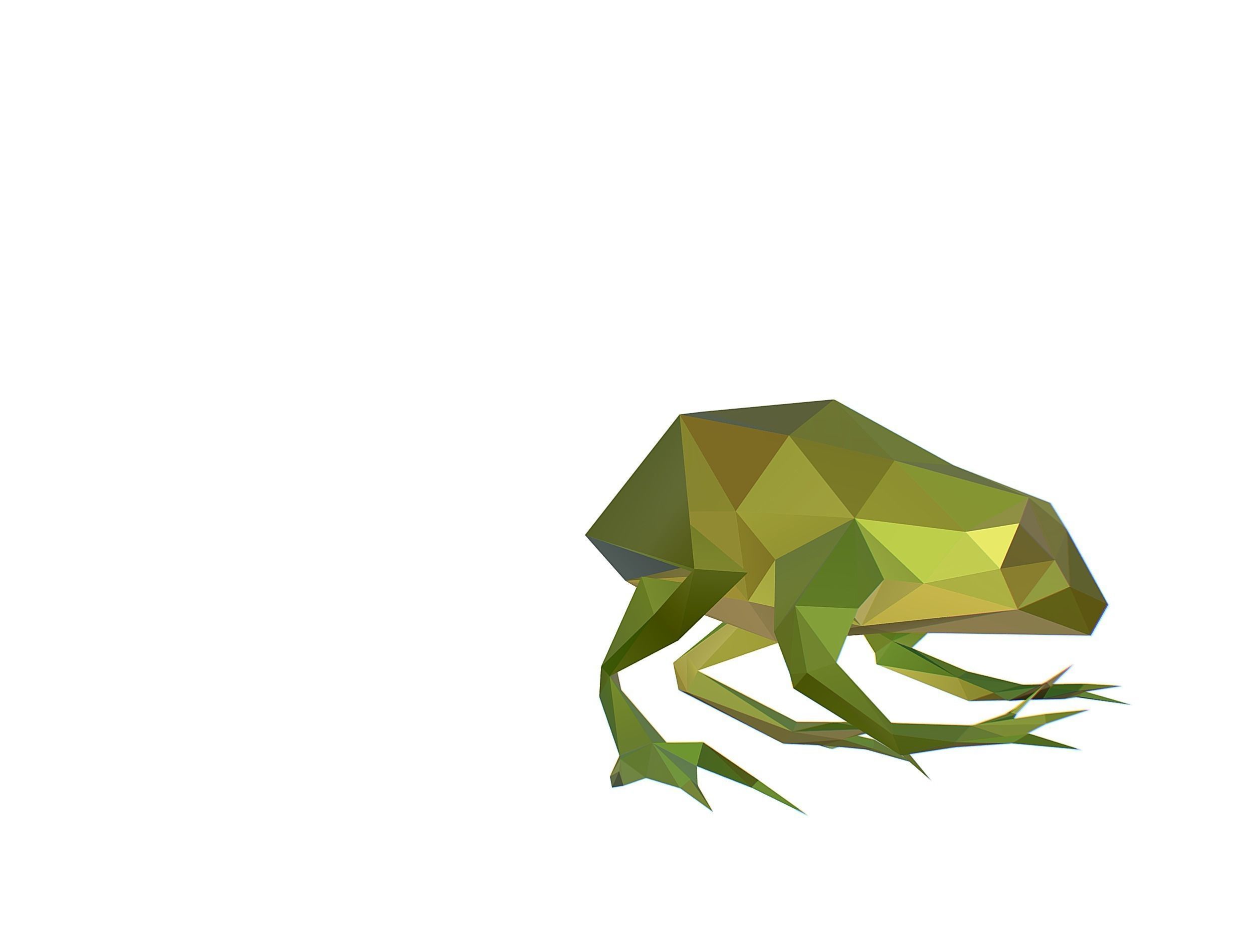 Animated Green Frog Lowpoly Art Style Low-poly 3D model_15