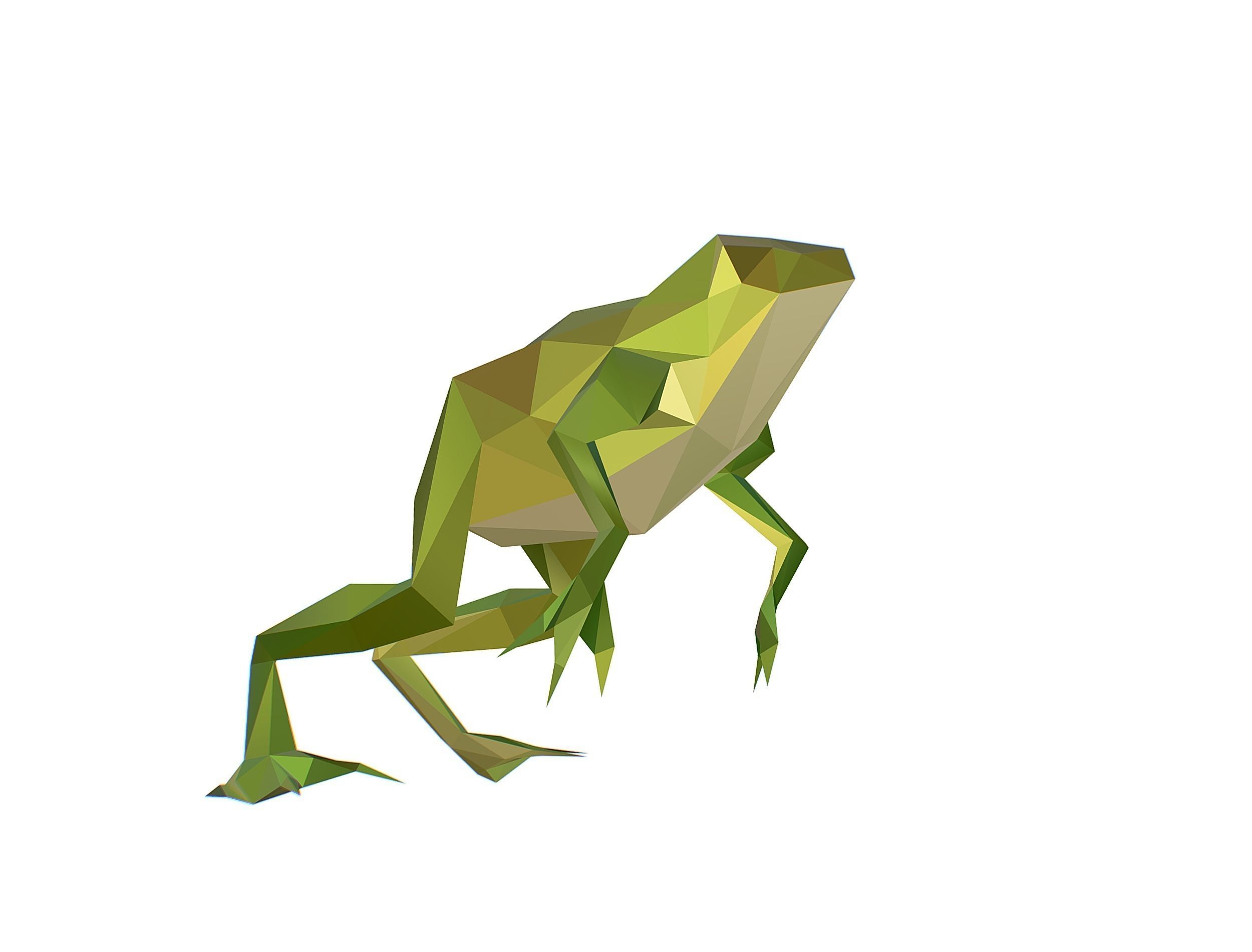 Animated Green Frog Lowpoly Art Style Low-poly 3D model_5