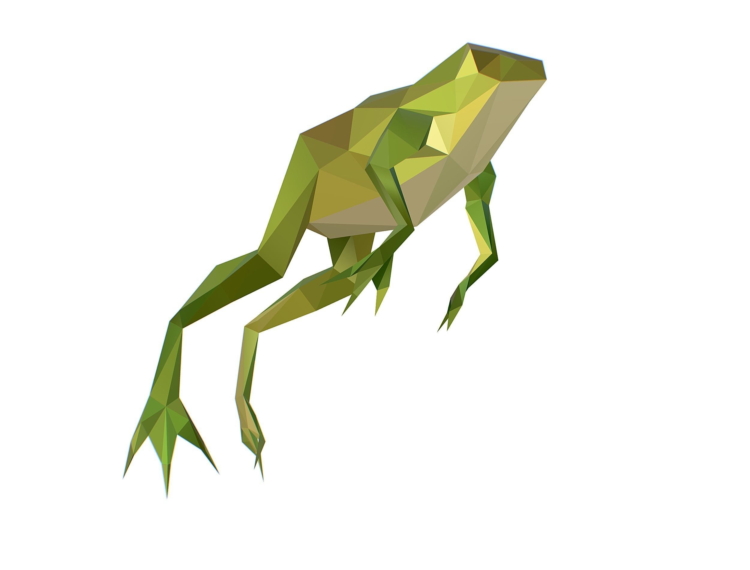 Animated Green Frog Lowpoly Art Style Low-poly 3D model_7