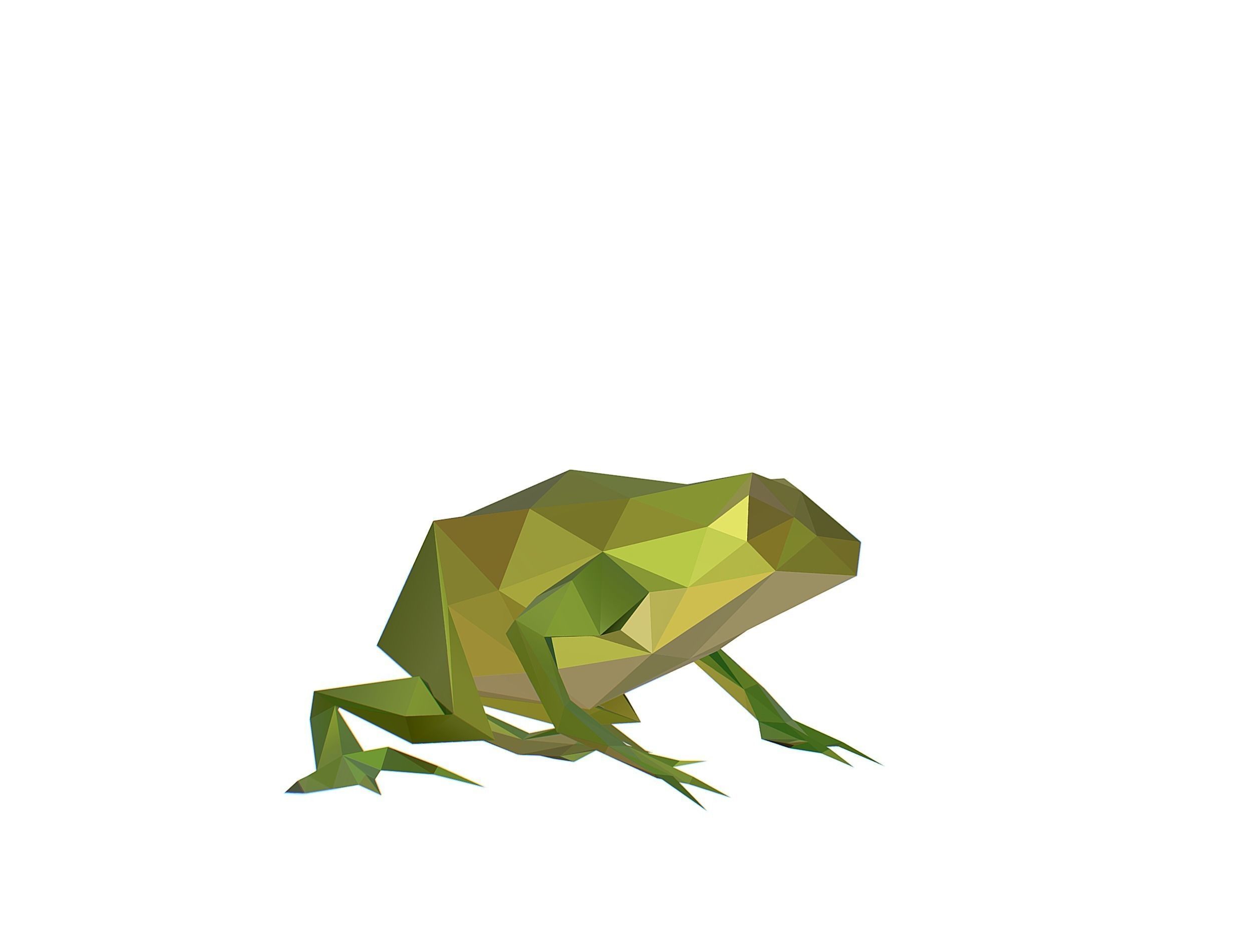 Animated Green Frog Lowpoly Art Style Low-poly 3D model_2