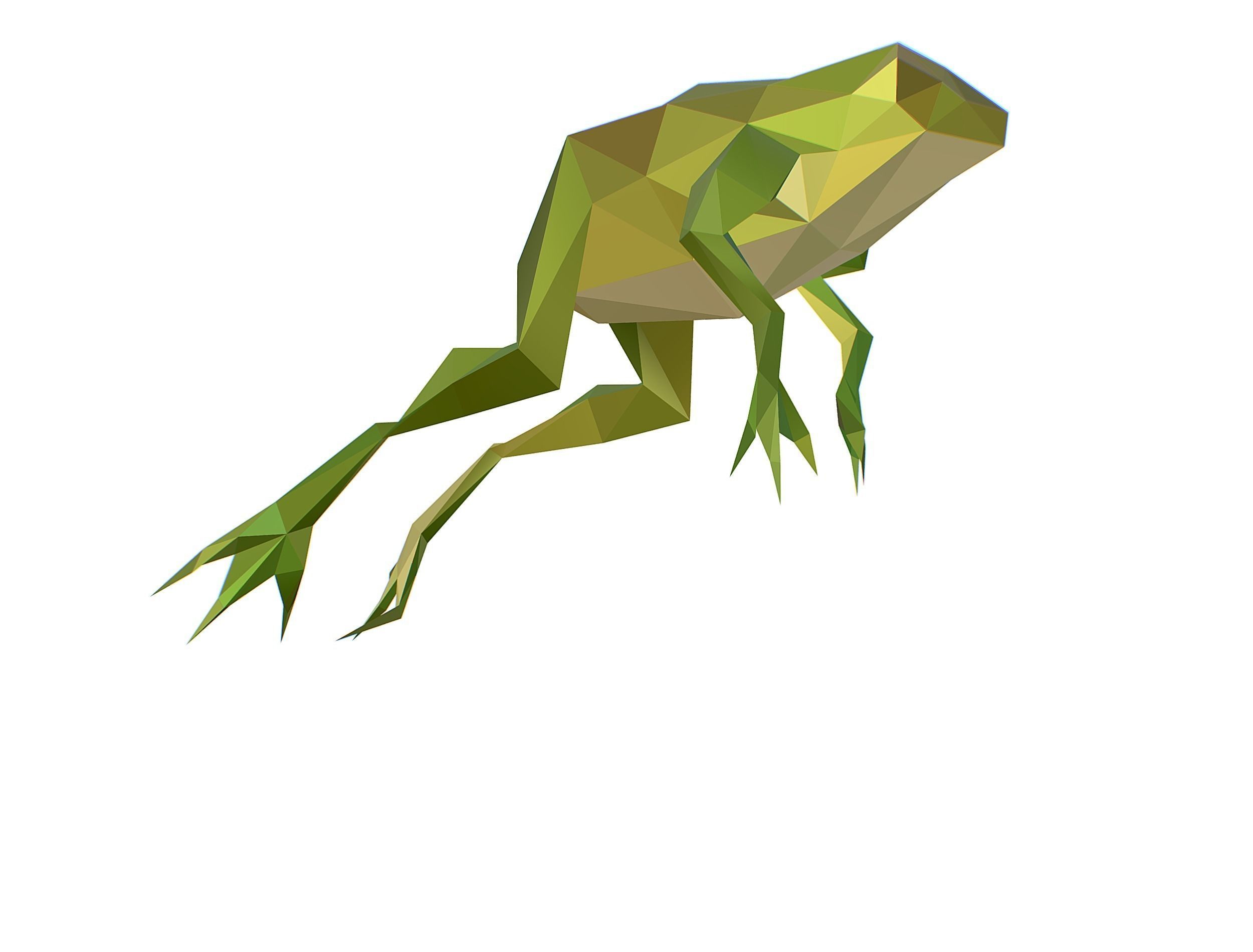 Animated Green Frog Lowpoly Art Style Low-poly 3D model_10