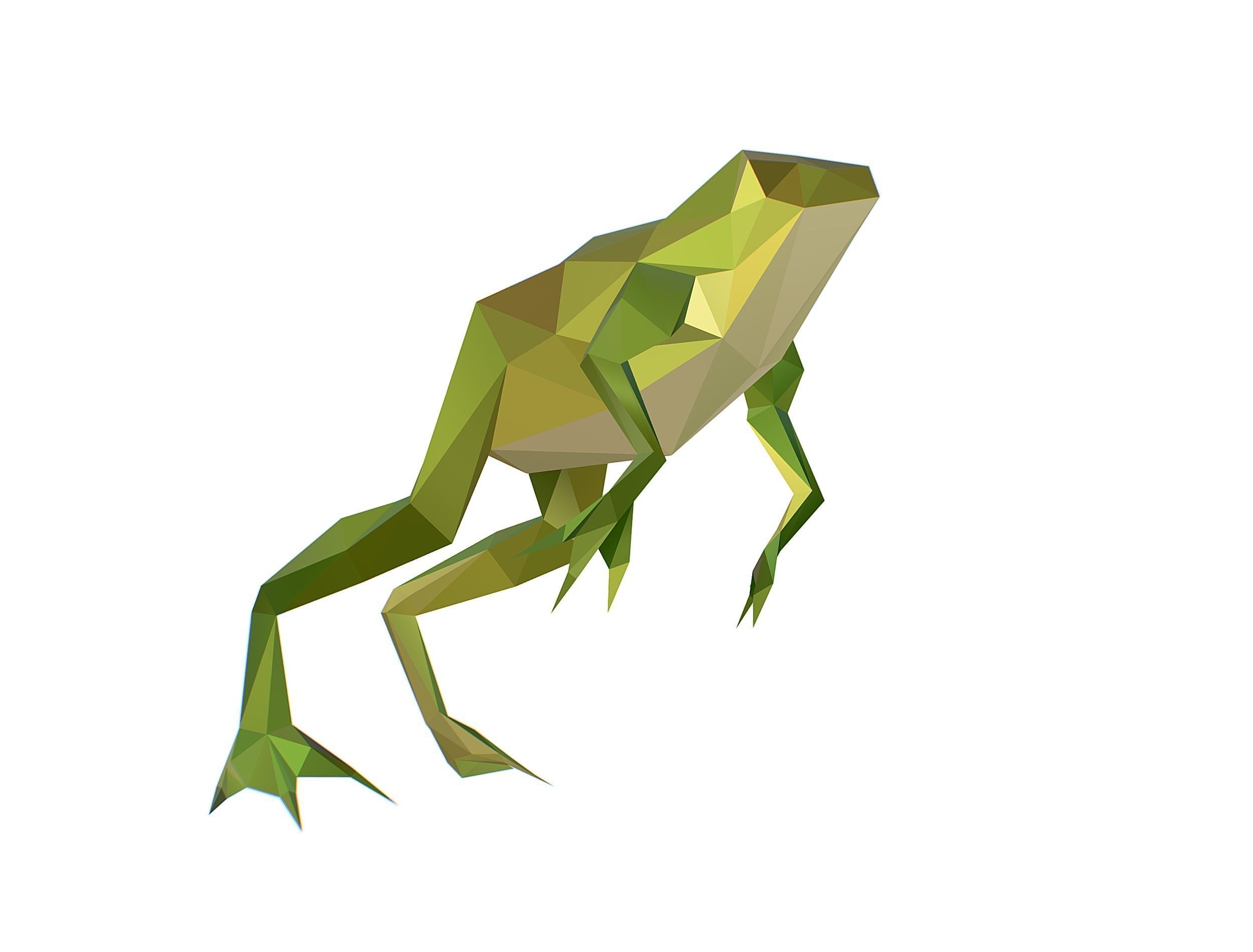 Animated Green Frog Lowpoly Art Style Low-poly 3D model_6