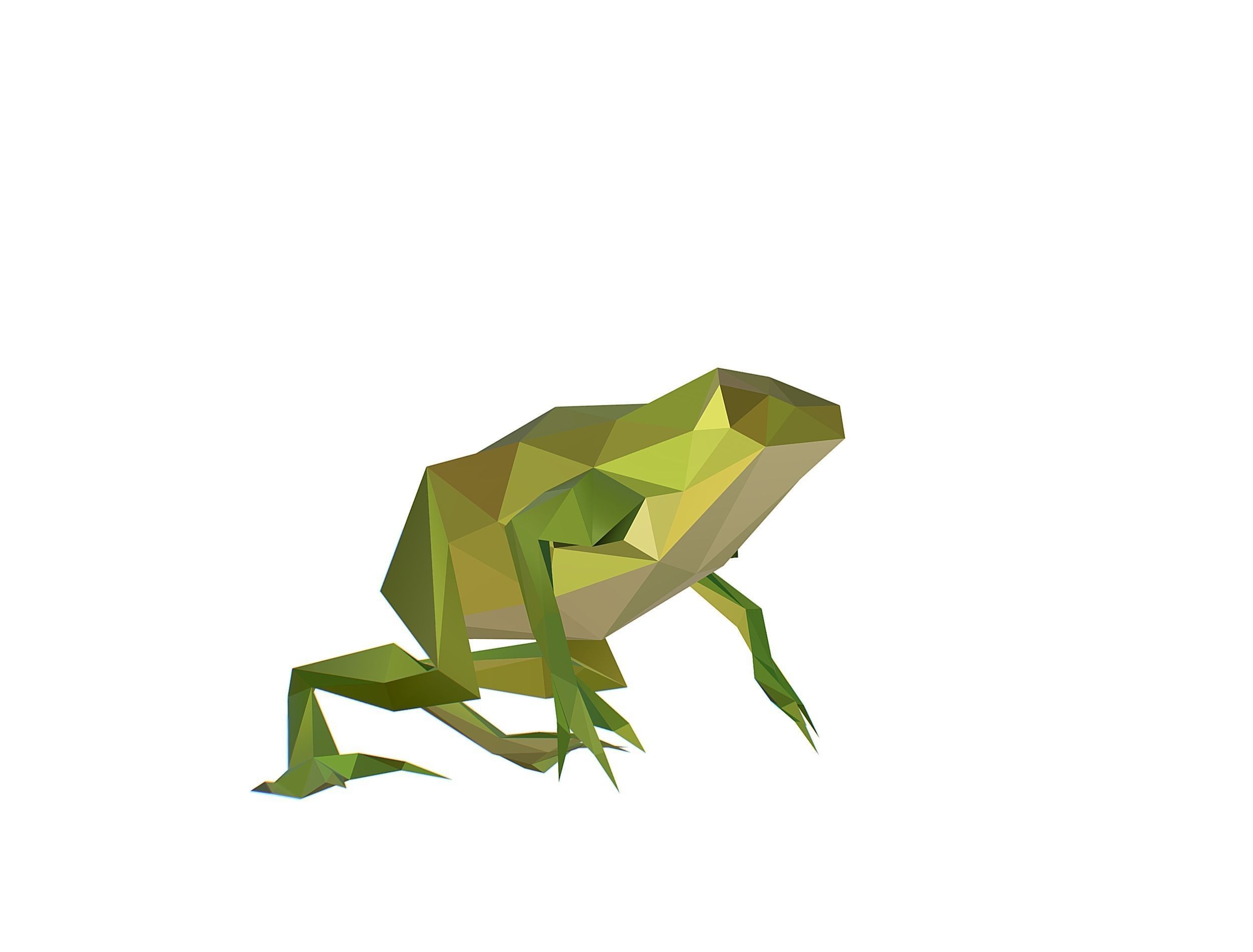 Animated Green Frog Lowpoly Art Style Low-poly 3D model_3