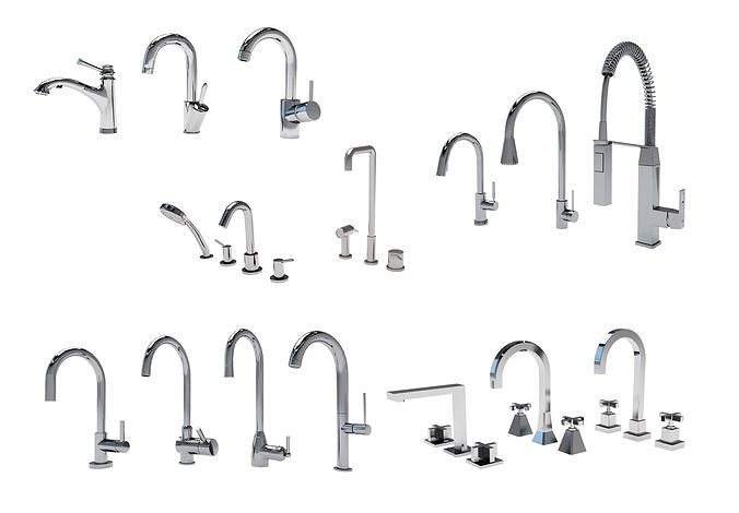Minimalist Kitchen Faucet Set 3D model