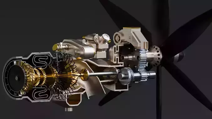 Realistic Engine - Turboprop Low-poly 3D model