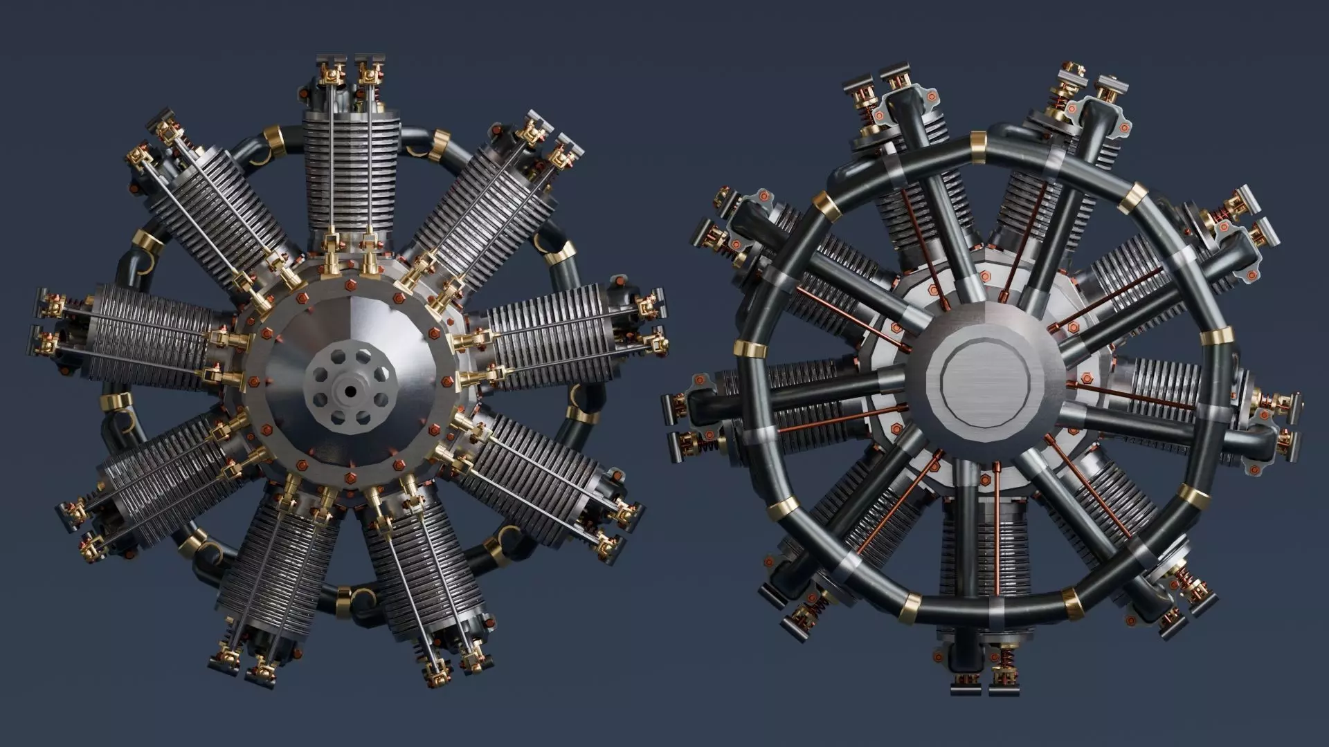 Realistic Engine - Radial Engine Low-poly 3D model