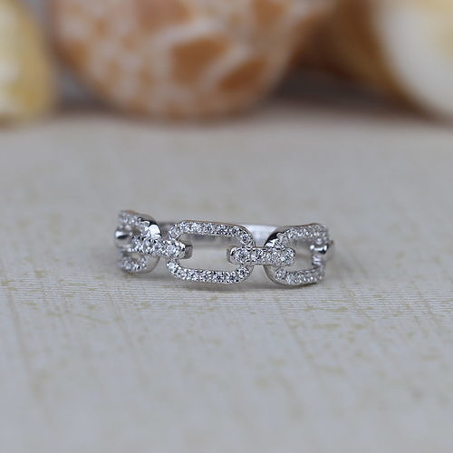  Diamond-Studded Link Ring 3D print model