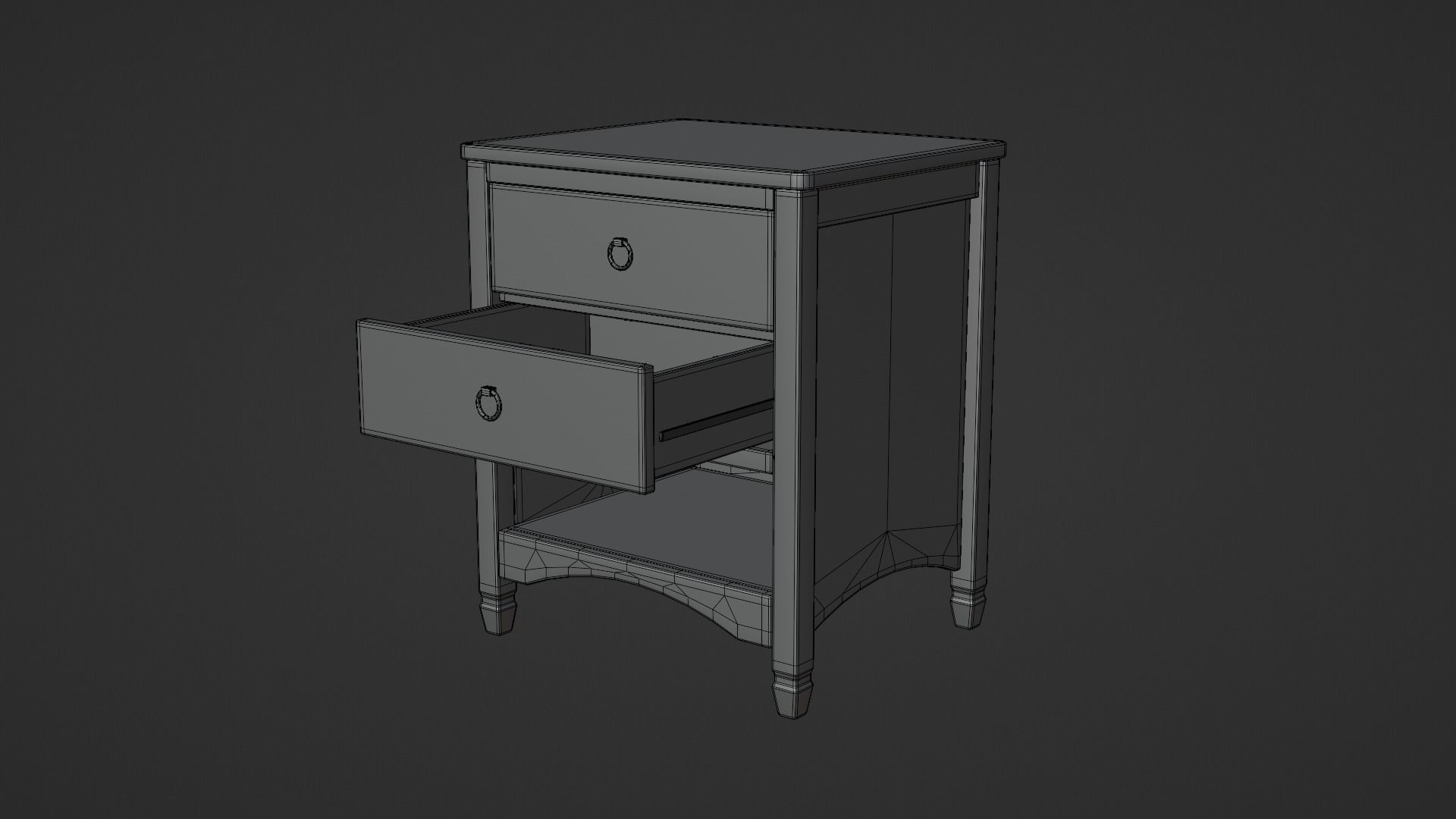 LowPoly Wooden Commode GameReady Furniture Asset Low-poly 3D model_8