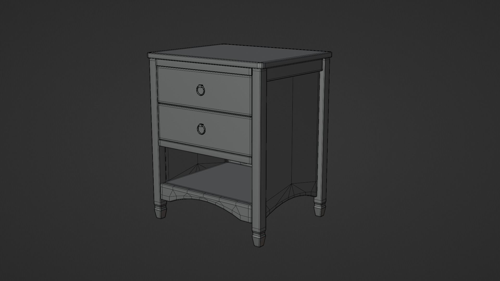 LowPoly Wooden Commode GameReady Furniture Asset Low-poly 3D model_7