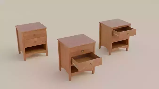 LowPoly Wooden Commode GameReady Furniture Asset Low-poly 3D model