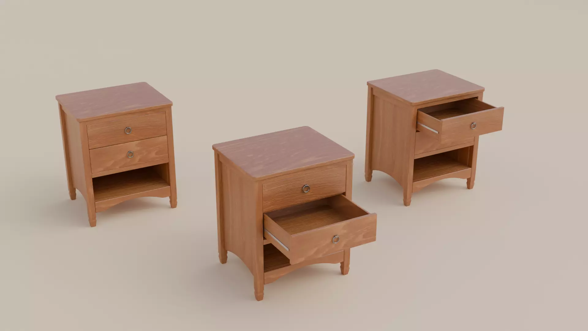 LowPoly Wooden Commode GameReady Furniture Asset Low-poly 3D model_0