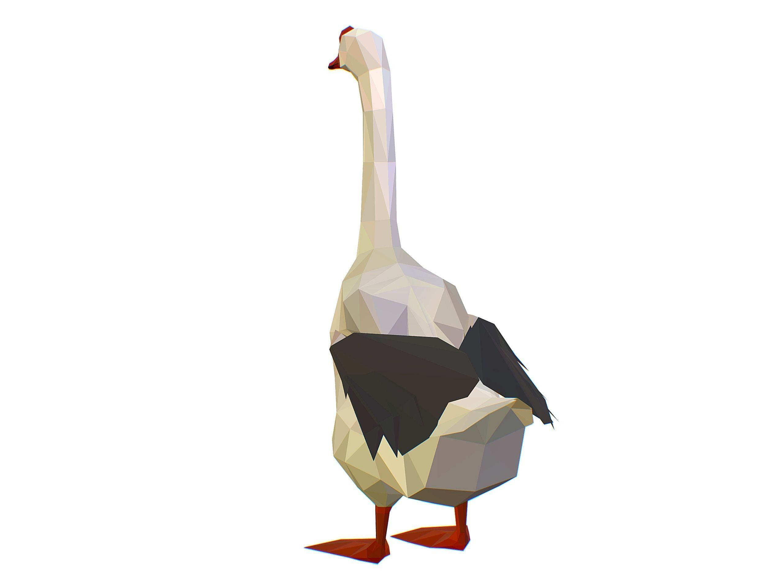Animated Black Goose Lowpoly Art Style Low-poly 3D model_41