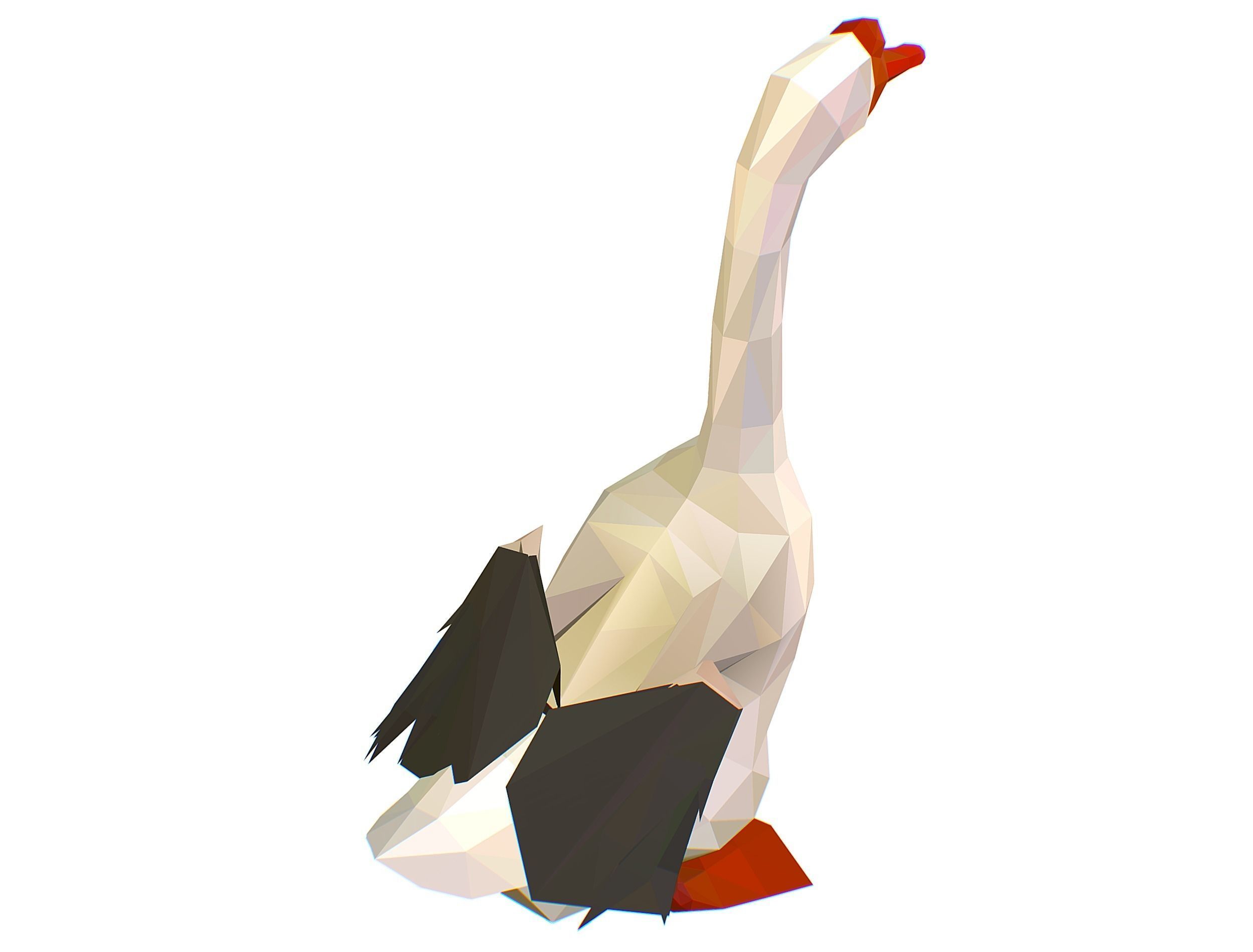 Animated Black Goose Lowpoly Art Style Low-poly 3D model_49