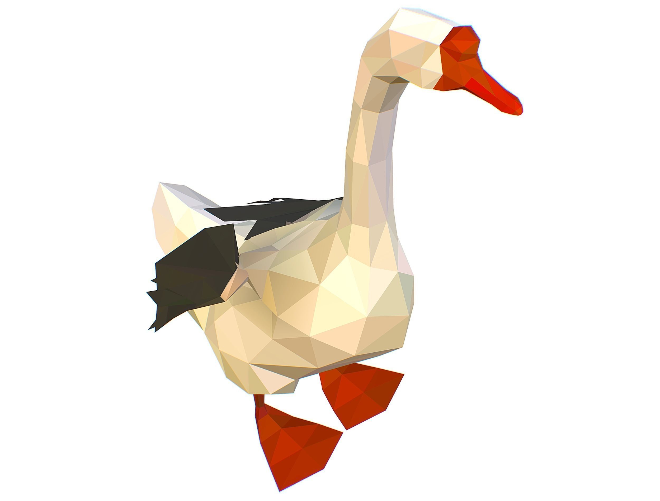 Animated Black Goose Lowpoly Art Style Low-poly 3D model_48