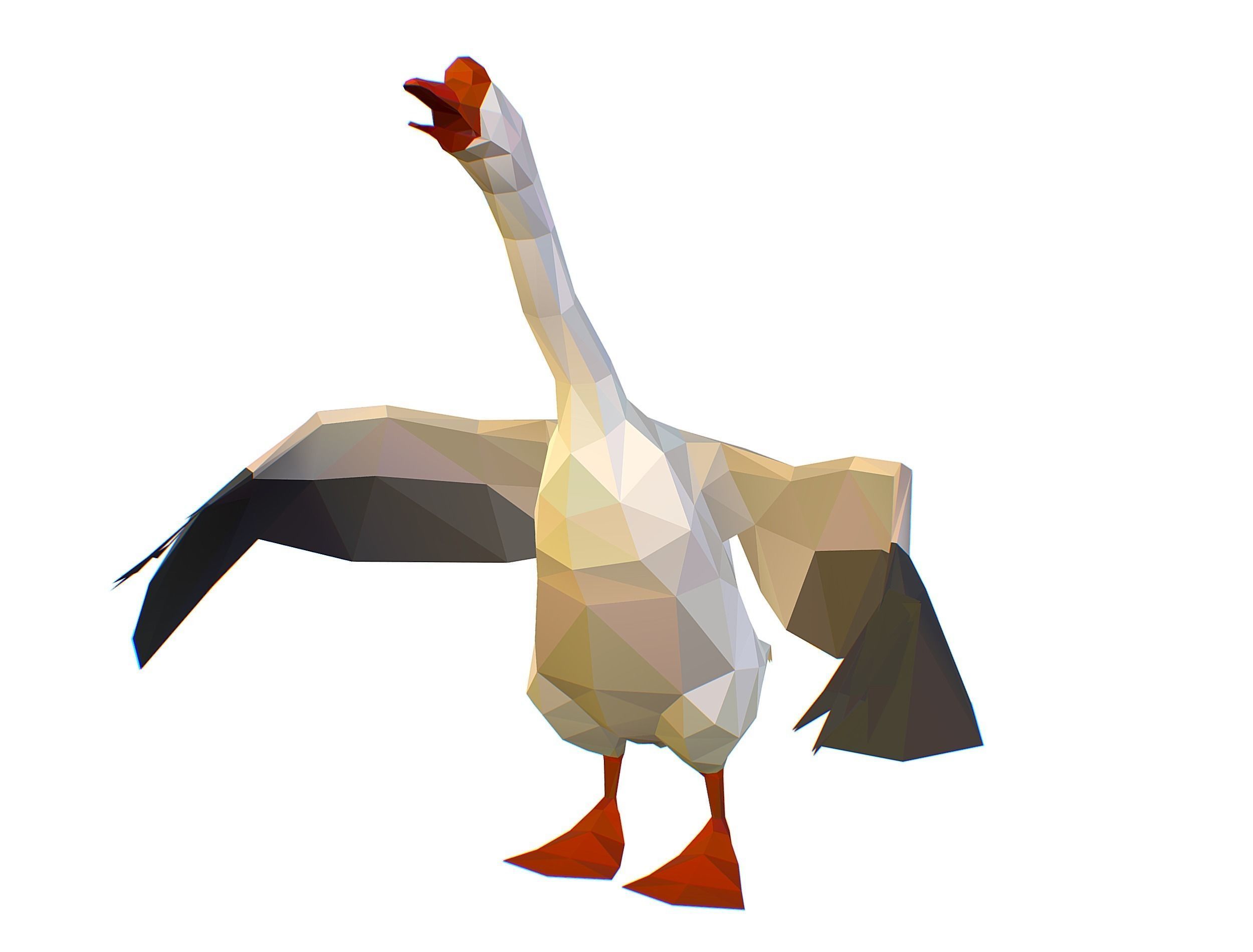 Animated Black Goose Lowpoly Art Style Low-poly 3D model_22