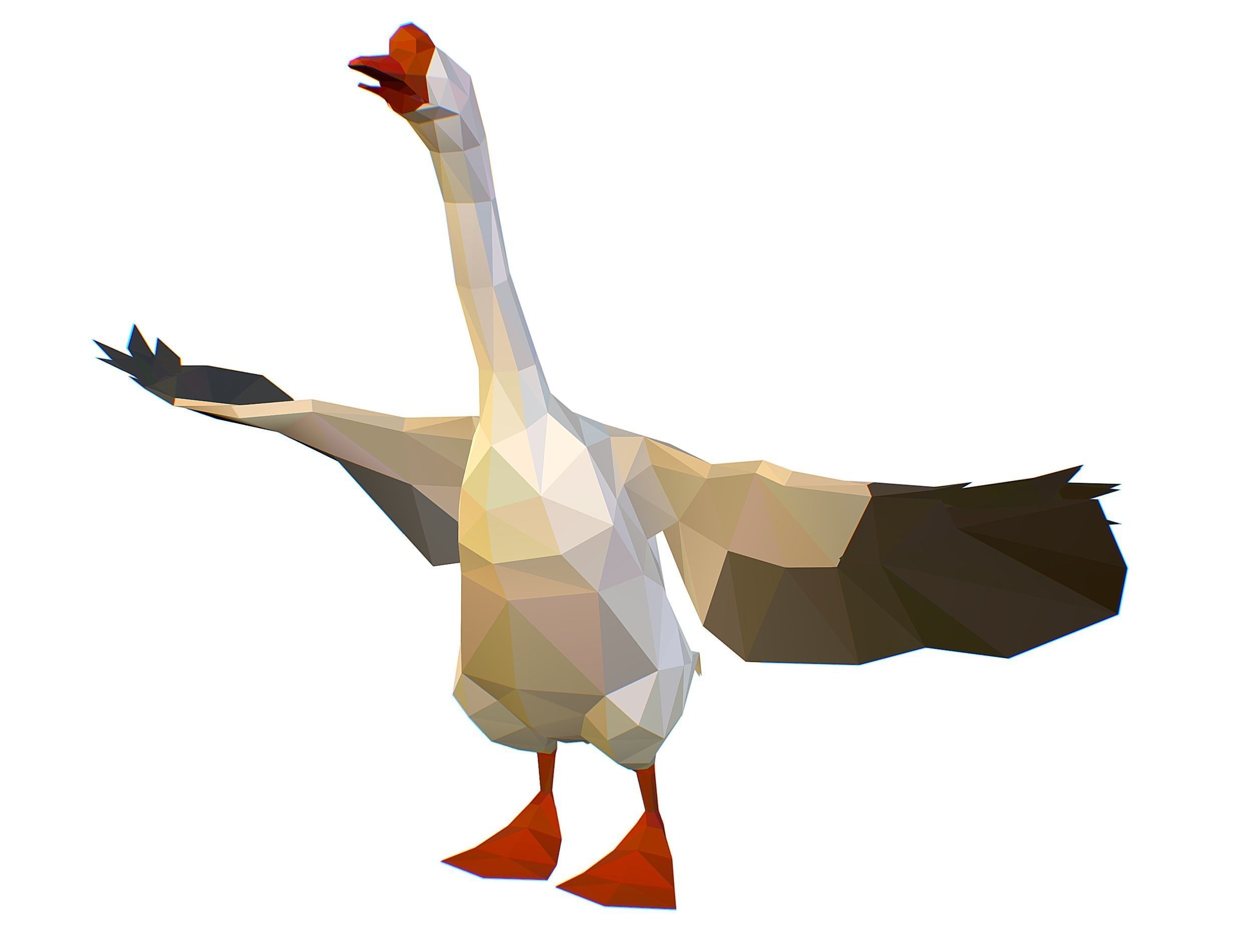 Animated Black Goose Lowpoly Art Style Low-poly 3D model_20