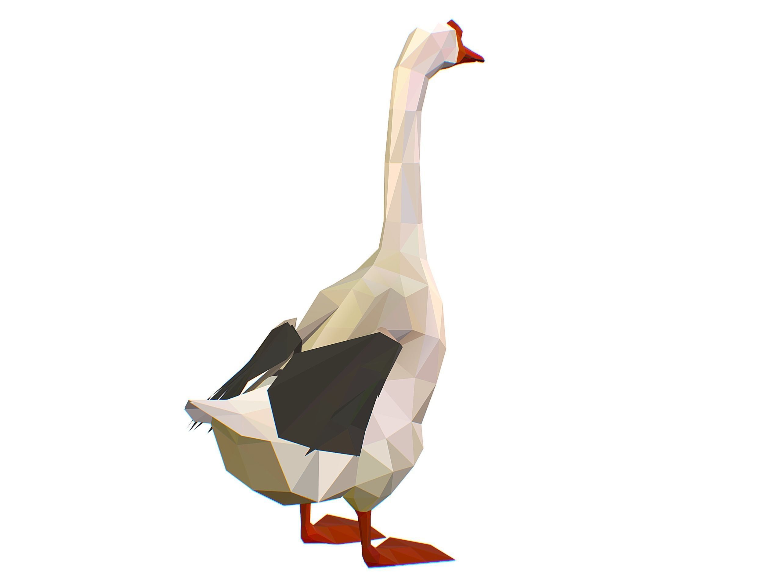 Animated Black Goose Lowpoly Art Style Low-poly 3D model_38
