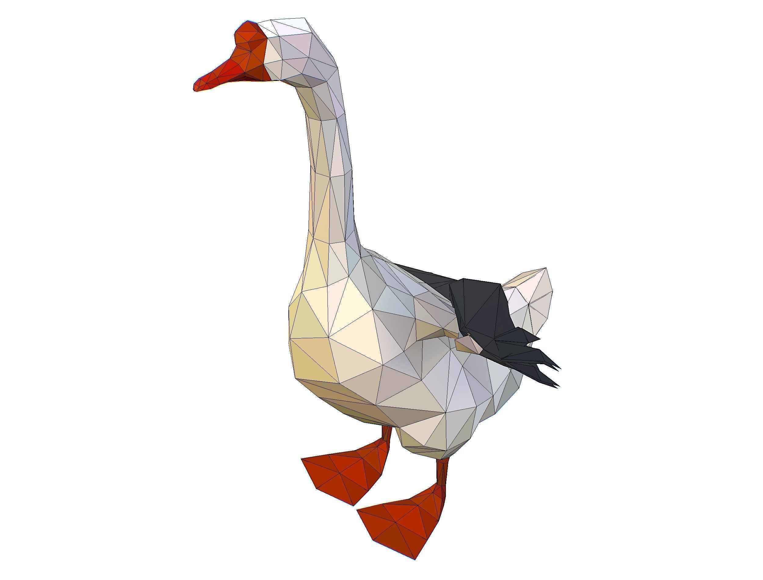 Animated Black Goose Lowpoly Art Style Low-poly 3D model_51