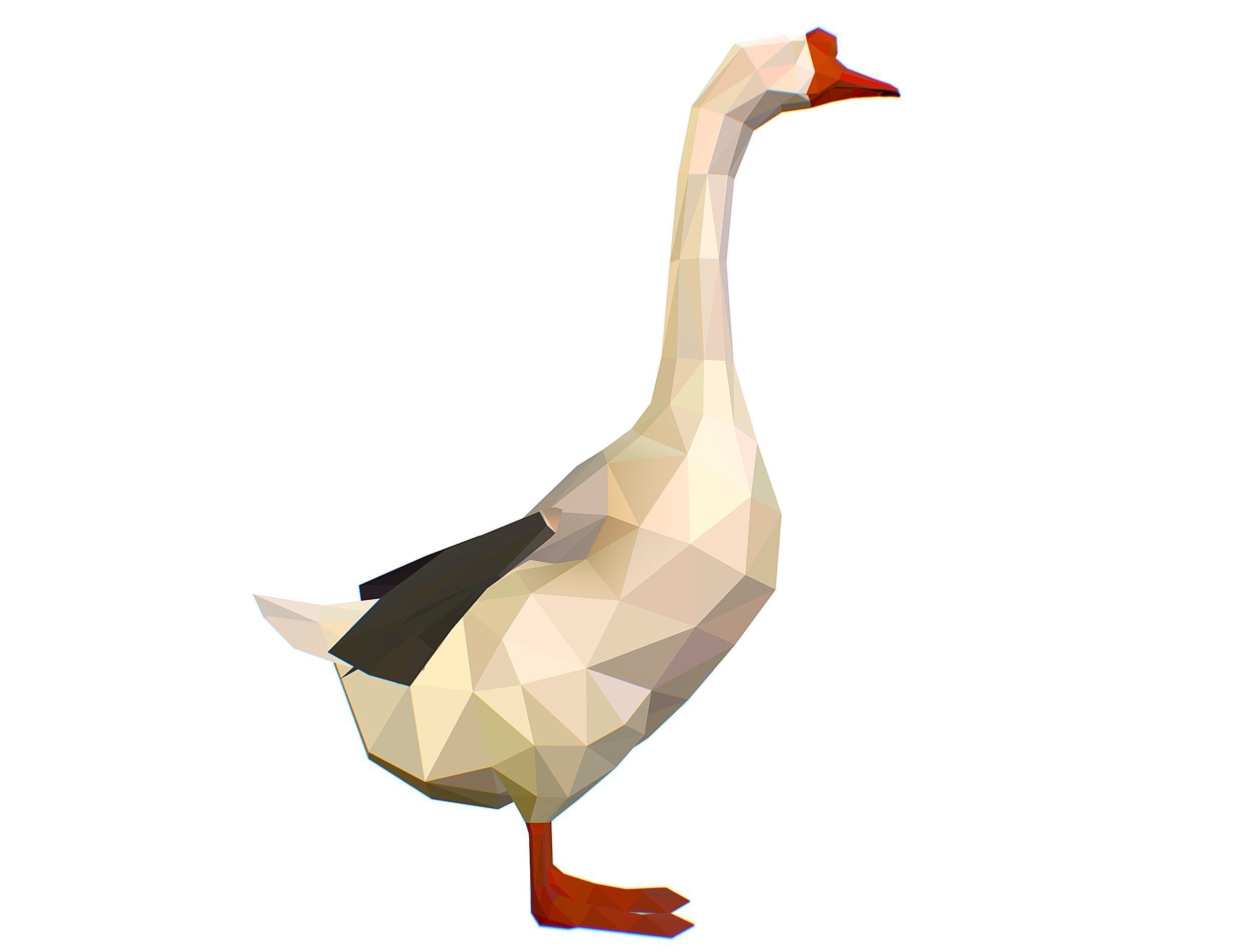 Animated Black Goose Lowpoly Art Style Low-poly 3D model_45