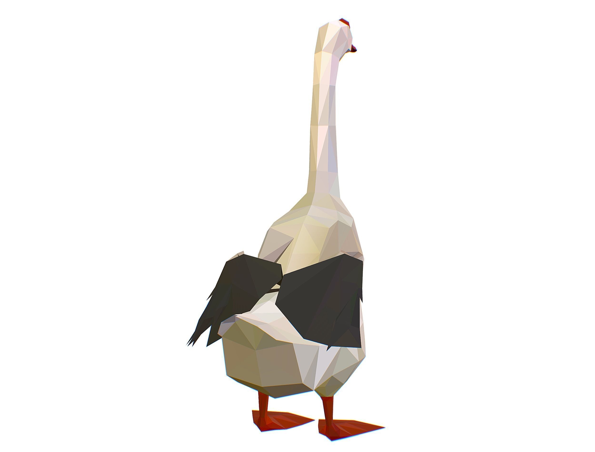 Animated Black Goose Lowpoly Art Style Low-poly 3D model_39
