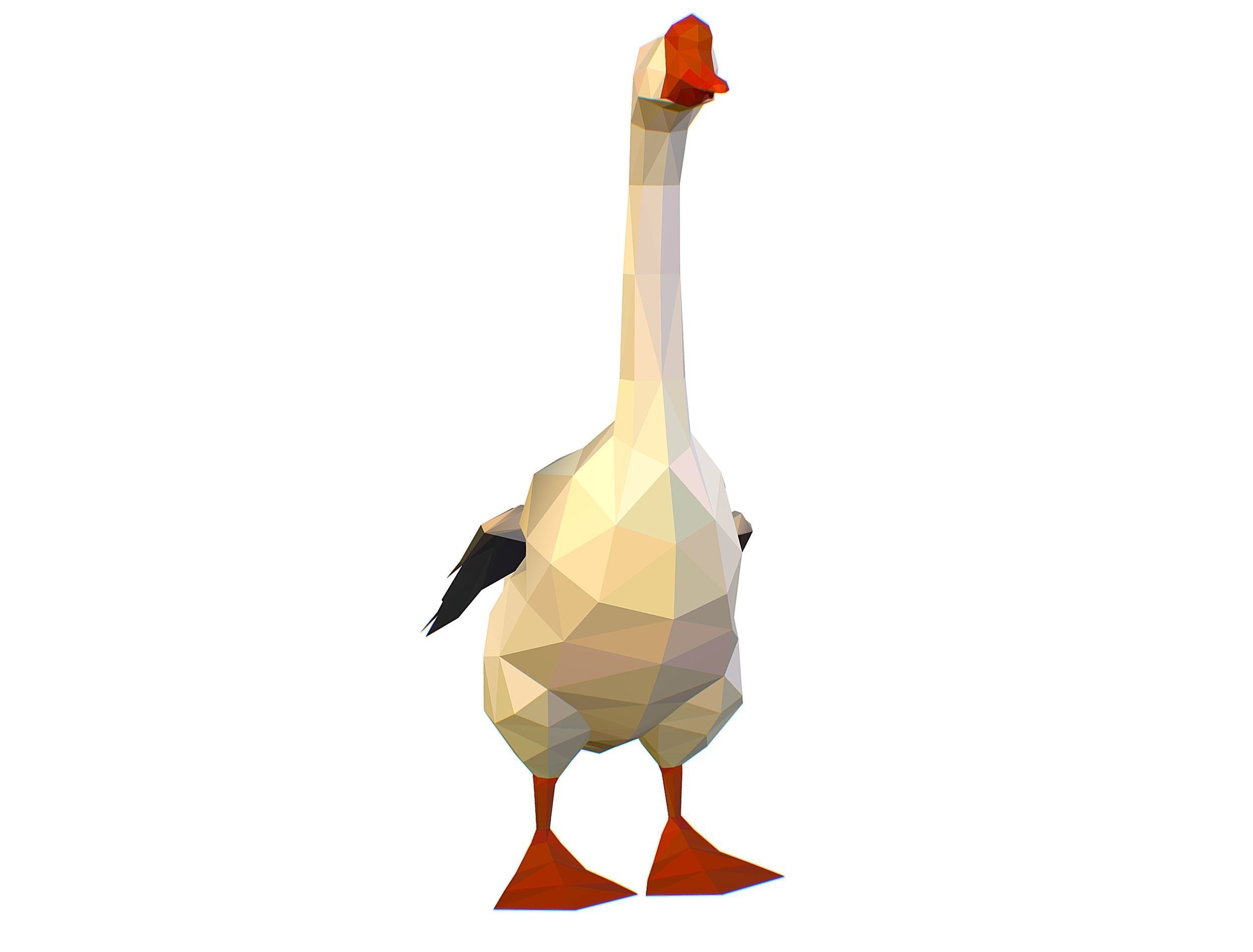 Animated Black Goose Lowpoly Art Style Low-poly 3D model_34