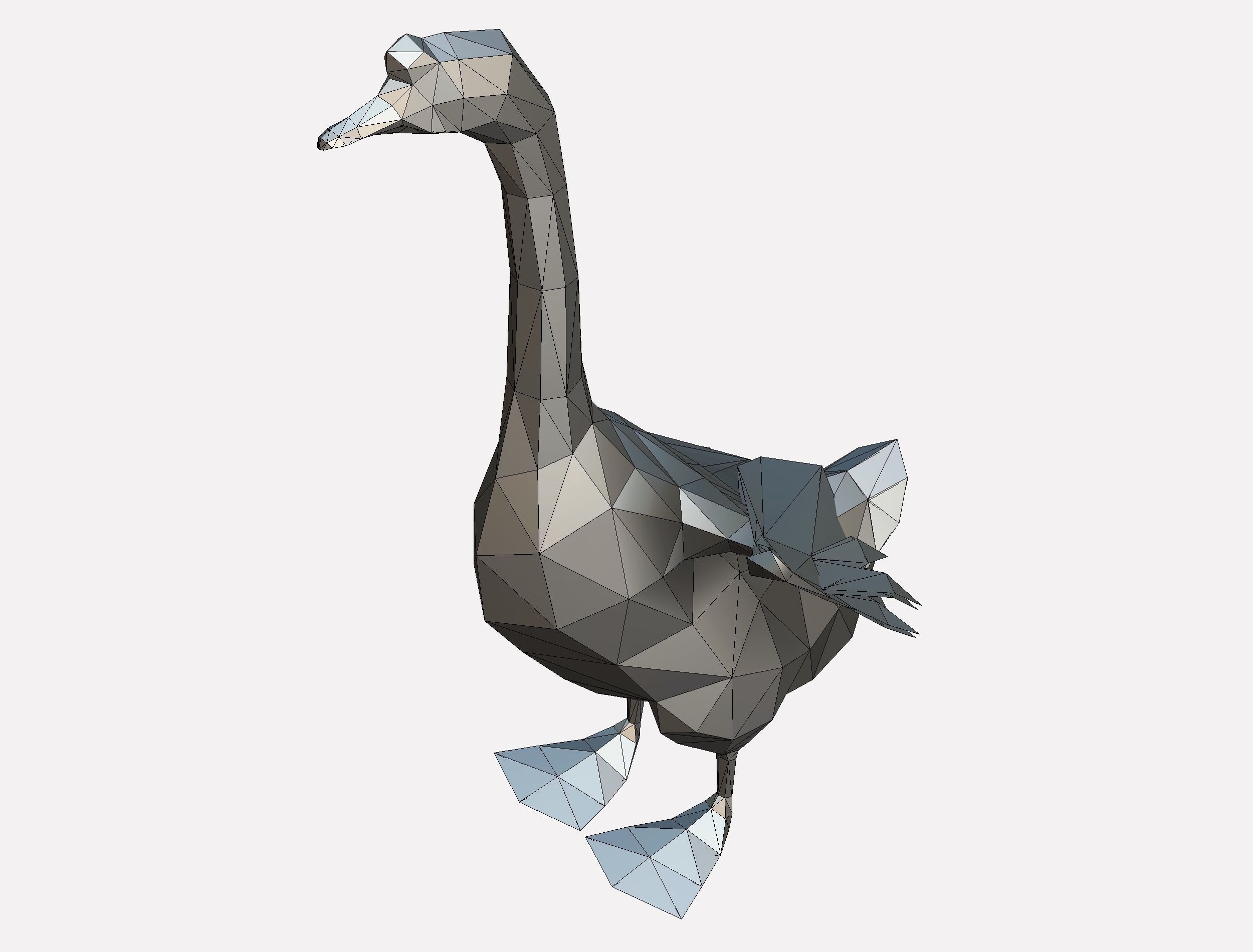 Animated Black Goose Lowpoly Art Style Low-poly 3D model_52