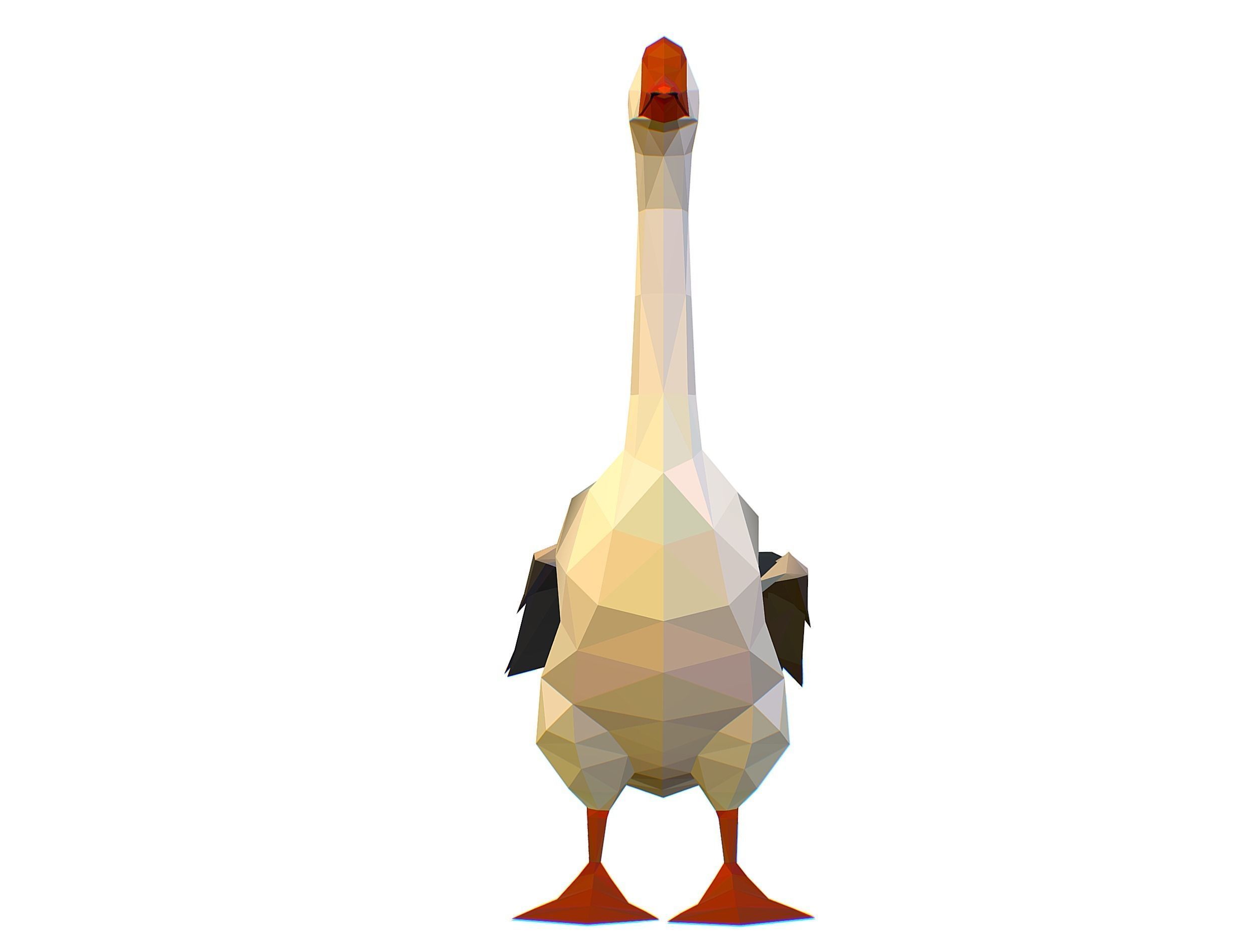 Animated Black Goose Lowpoly Art Style Low-poly 3D model_44