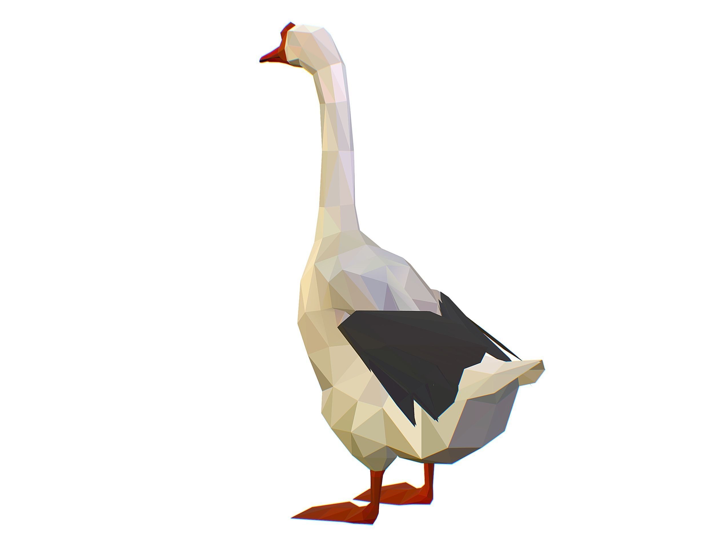 Animated Black Goose Lowpoly Art Style Low-poly 3D model_42