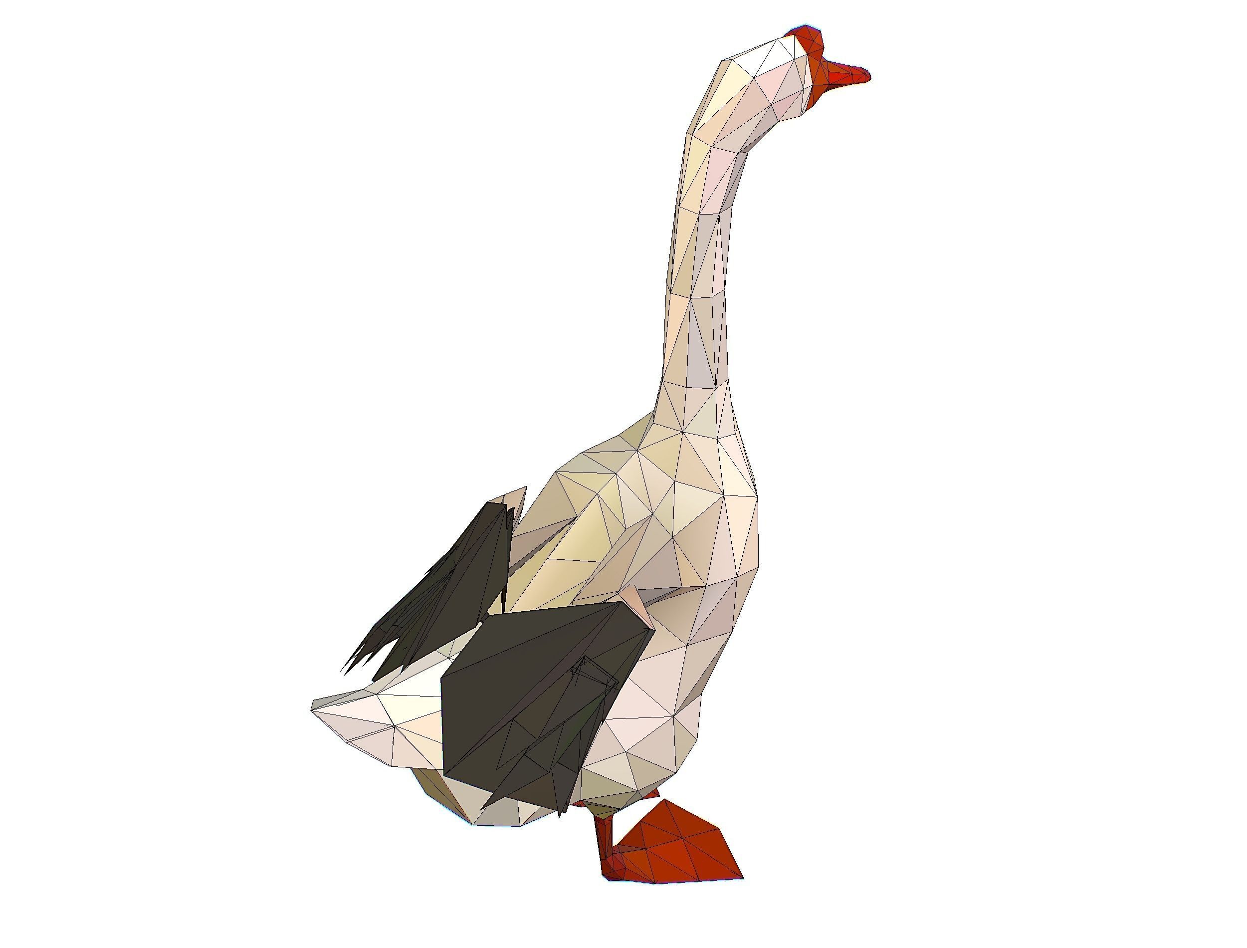 Animated Black Goose Lowpoly Art Style Low-poly 3D model_53