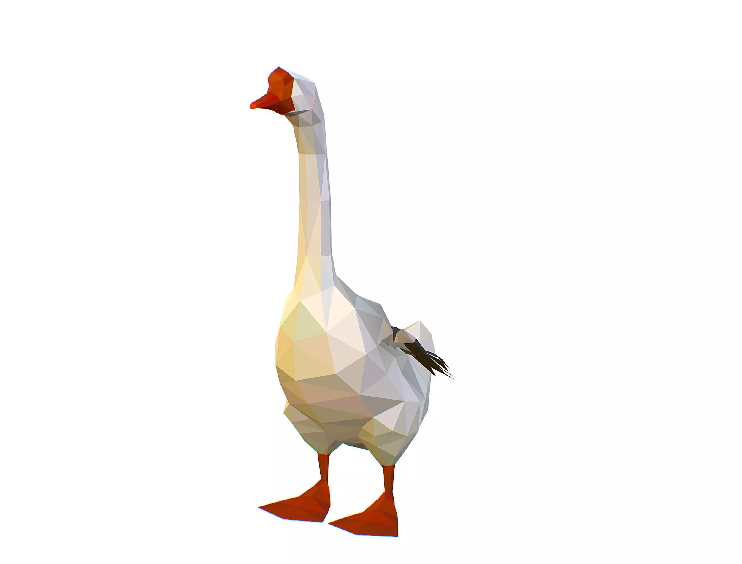 Animated Black Goose Lowpoly Art Style Low-poly 3D model_0