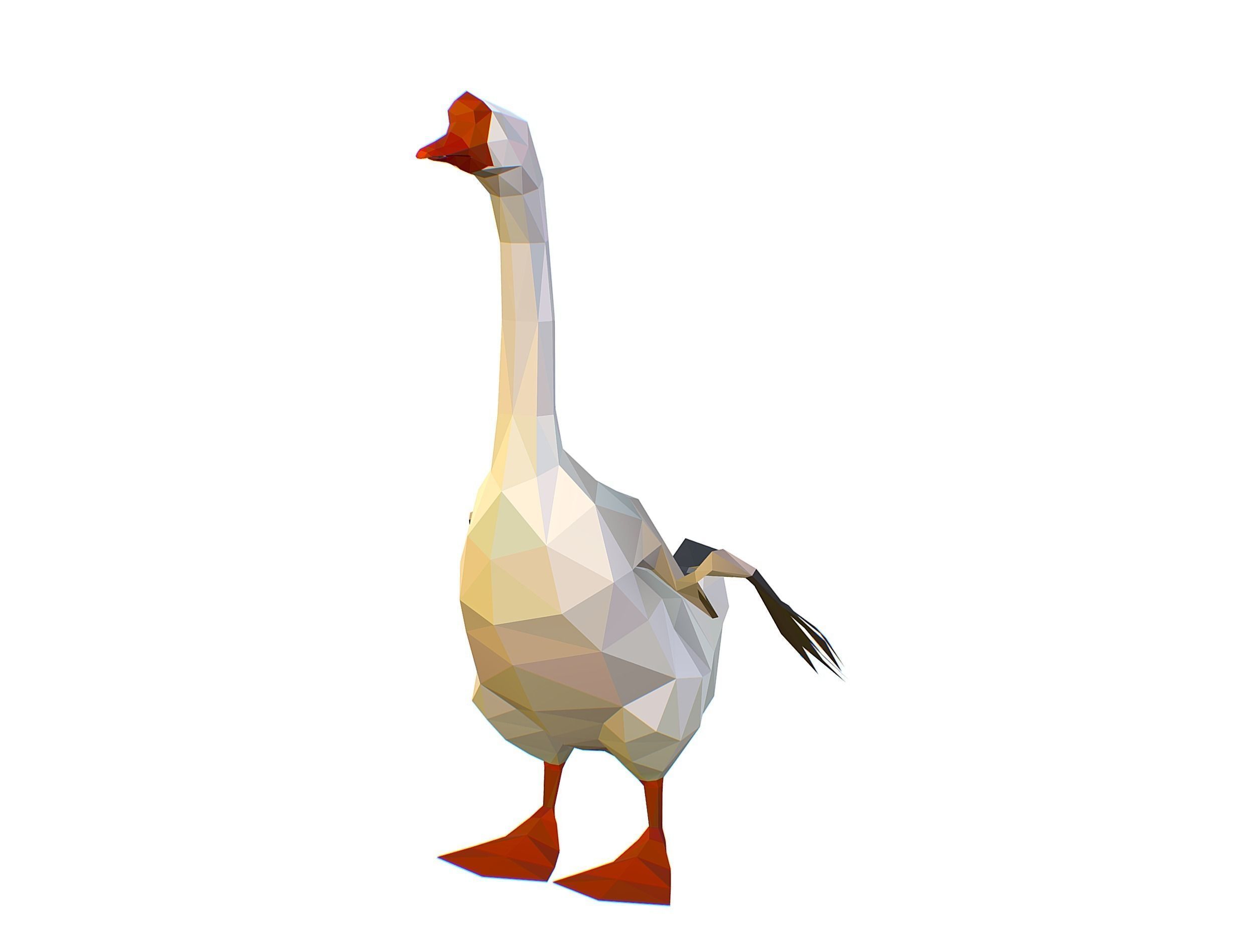 Animated Black Goose Lowpoly Art Style Low-poly 3D model_1
