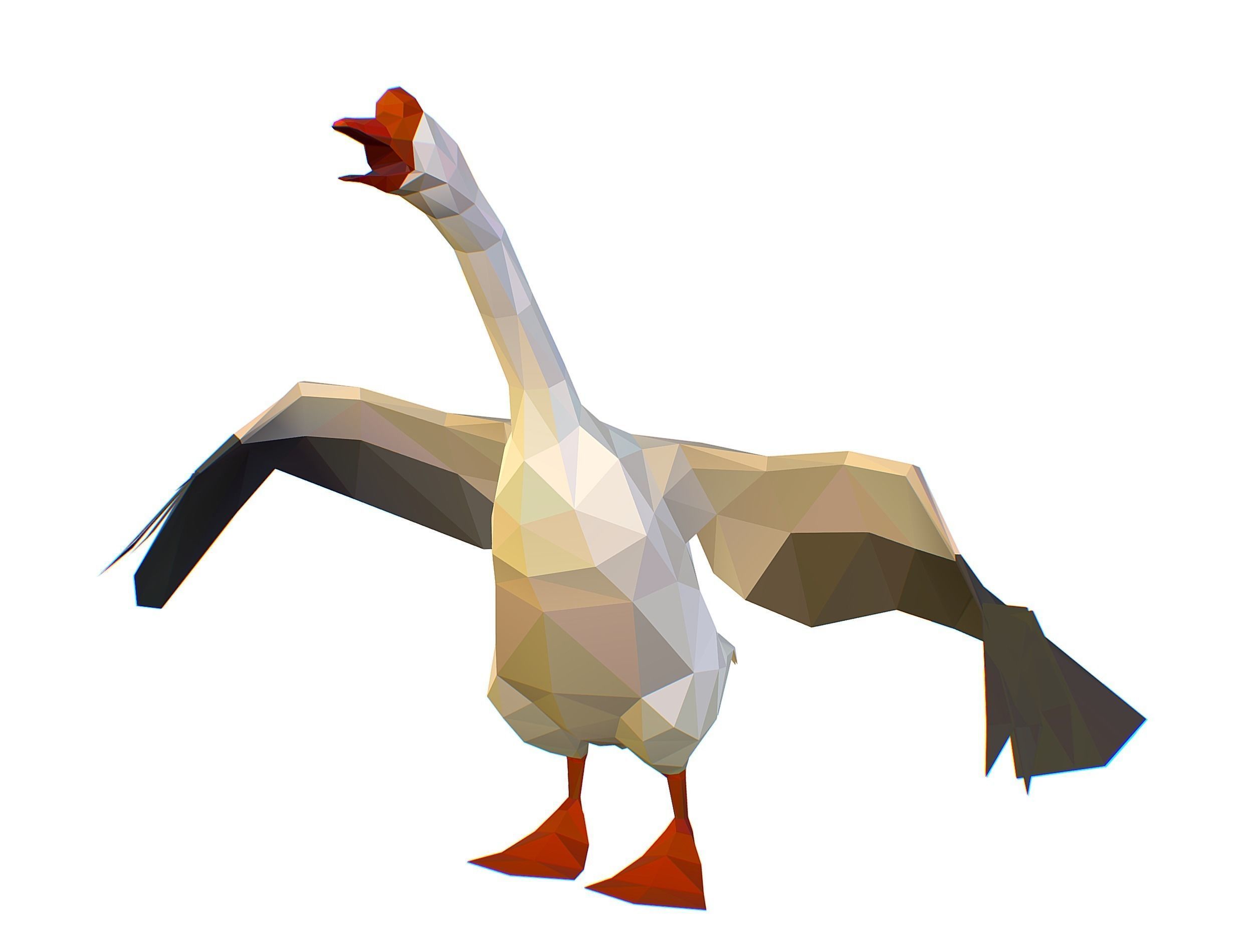 Animated Black Goose Lowpoly Art Style Low-poly 3D model_11
