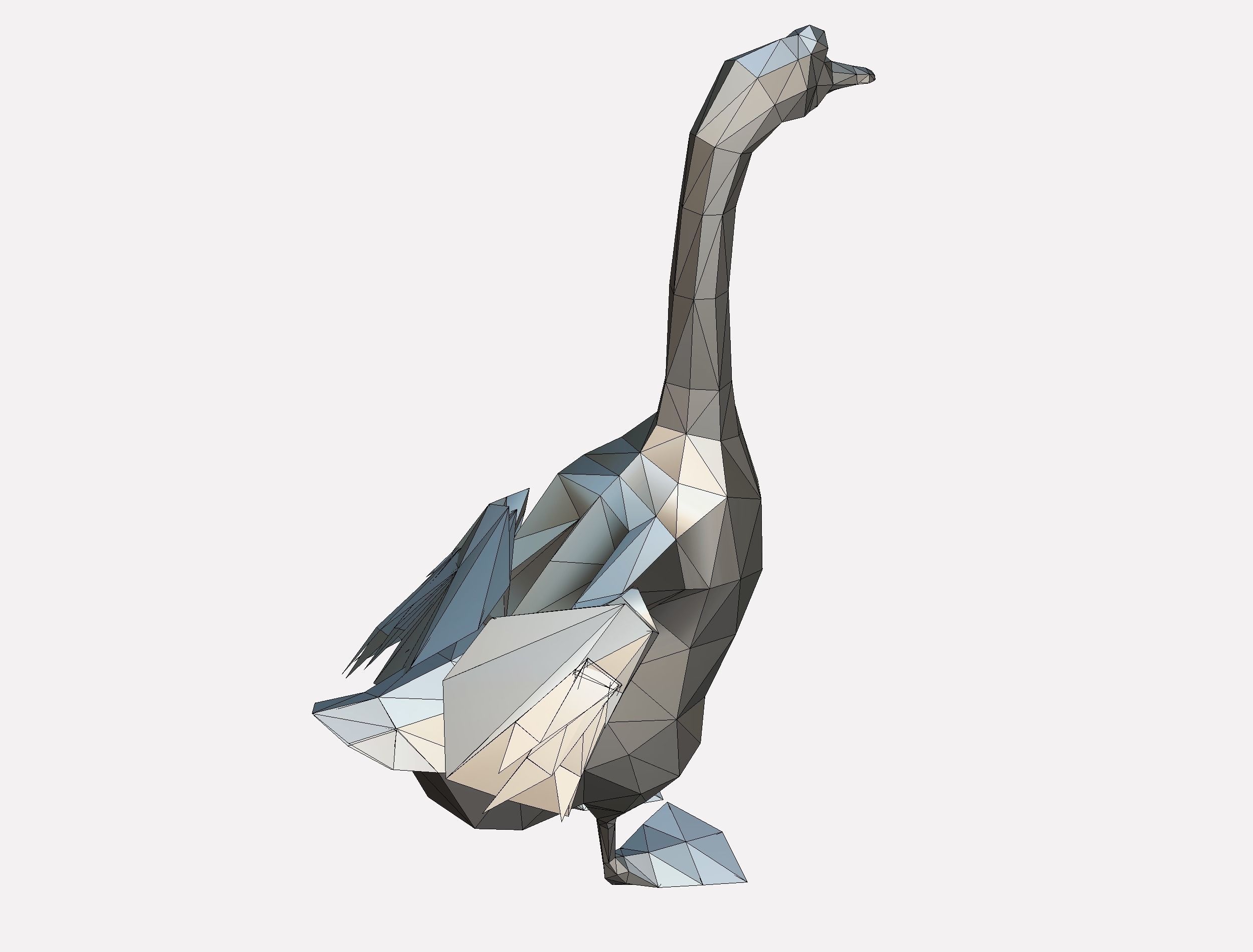 Animated Black Goose Lowpoly Art Style Low-poly 3D model_54