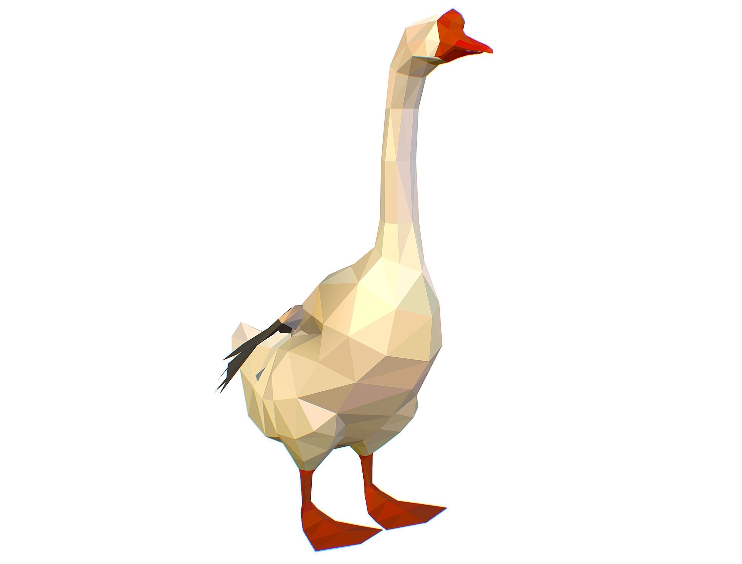 Animated Black Goose Lowpoly Art Style Low-poly 3D model_35