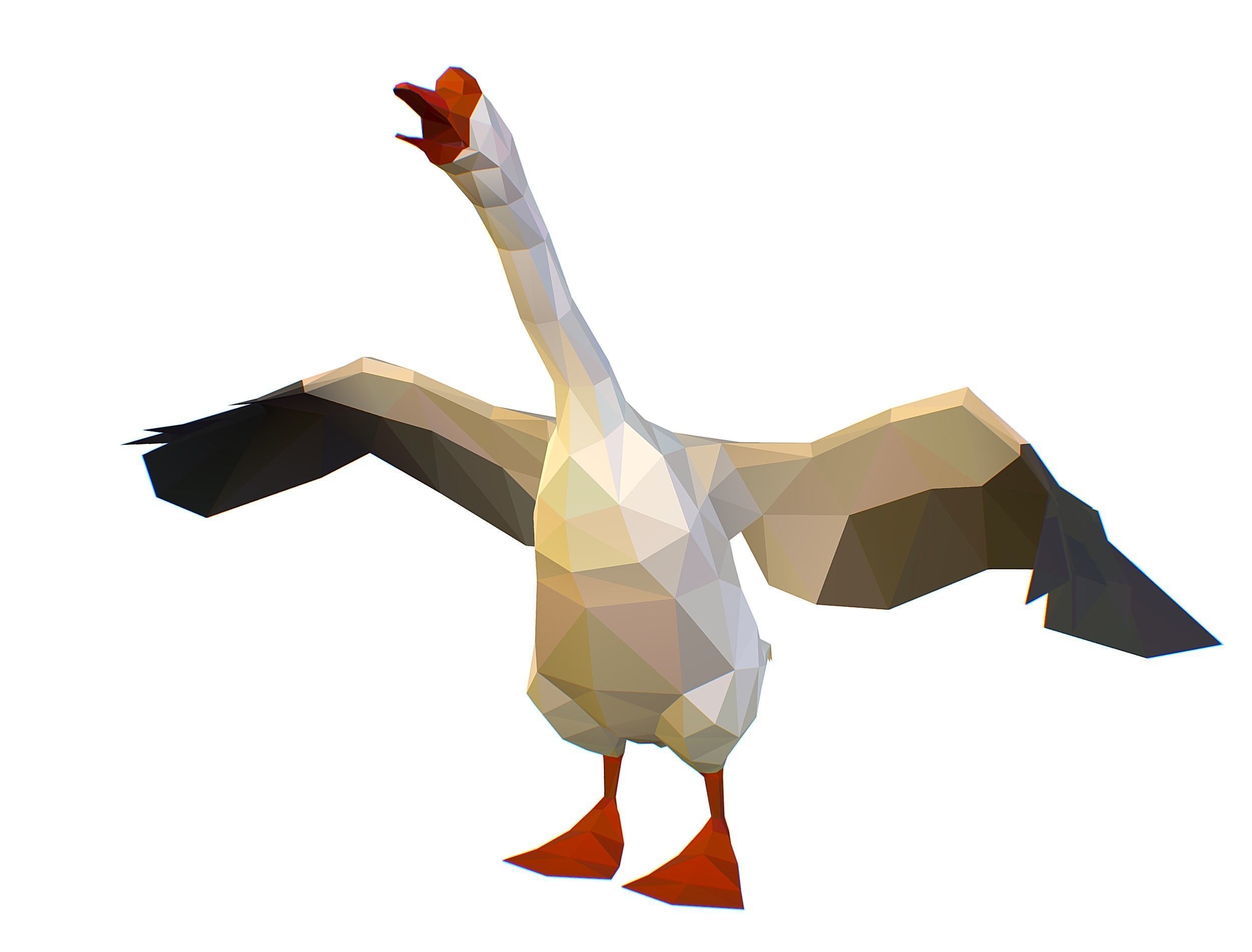 Animated Black Goose Lowpoly Art Style Low-poly 3D model_23