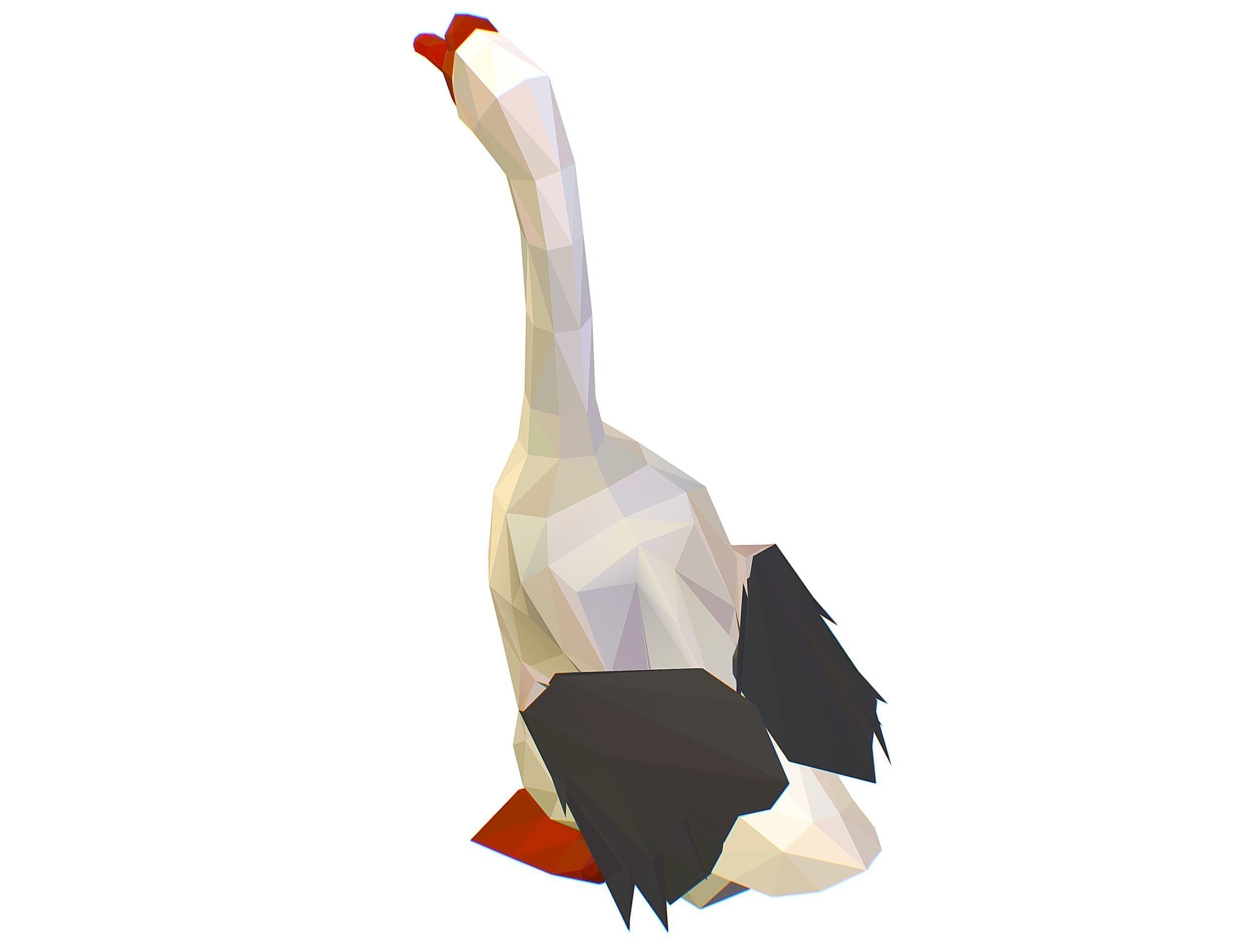 Animated Black Goose Lowpoly Art Style Low-poly 3D model_50