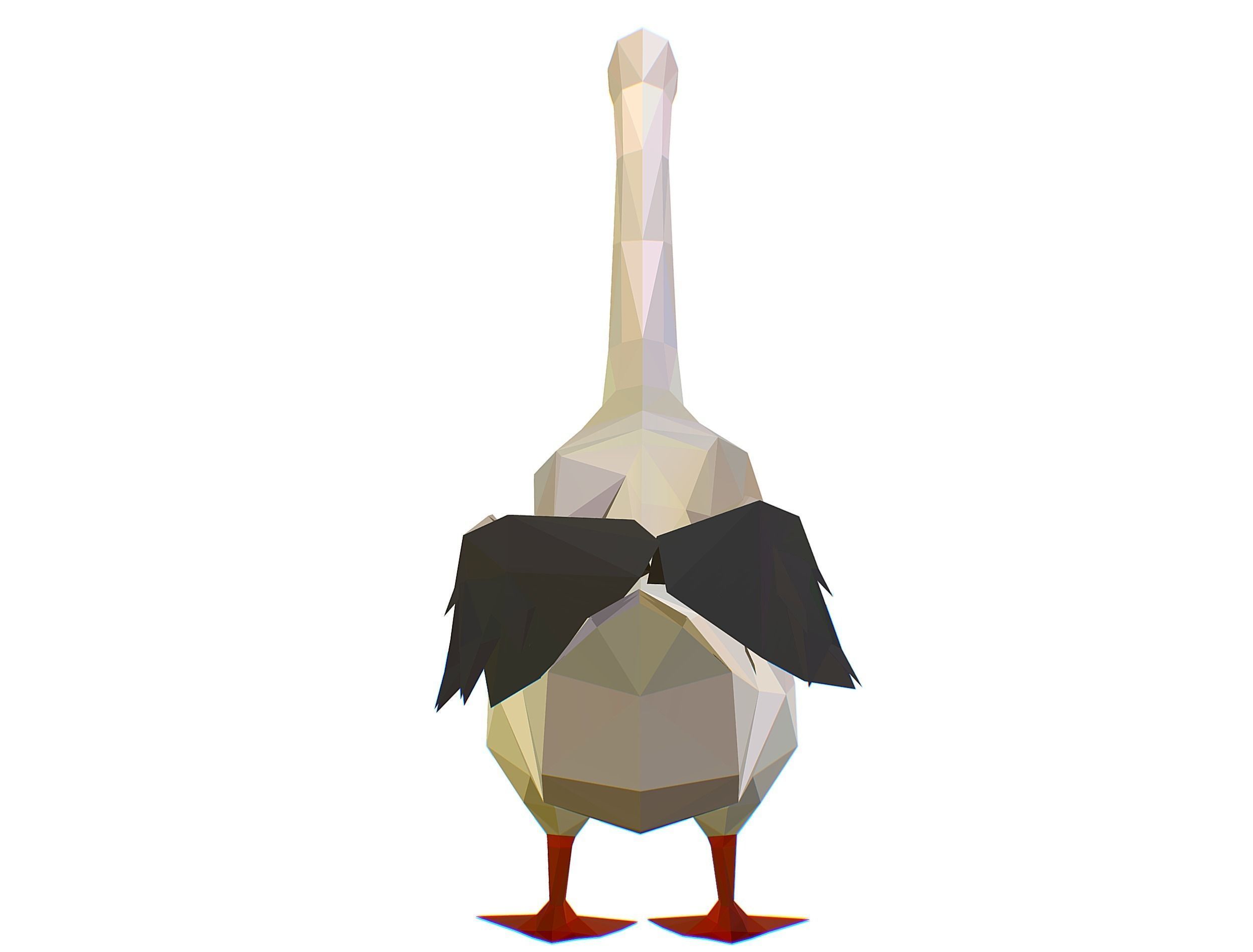 Animated Black Goose Lowpoly Art Style Low-poly 3D model_46