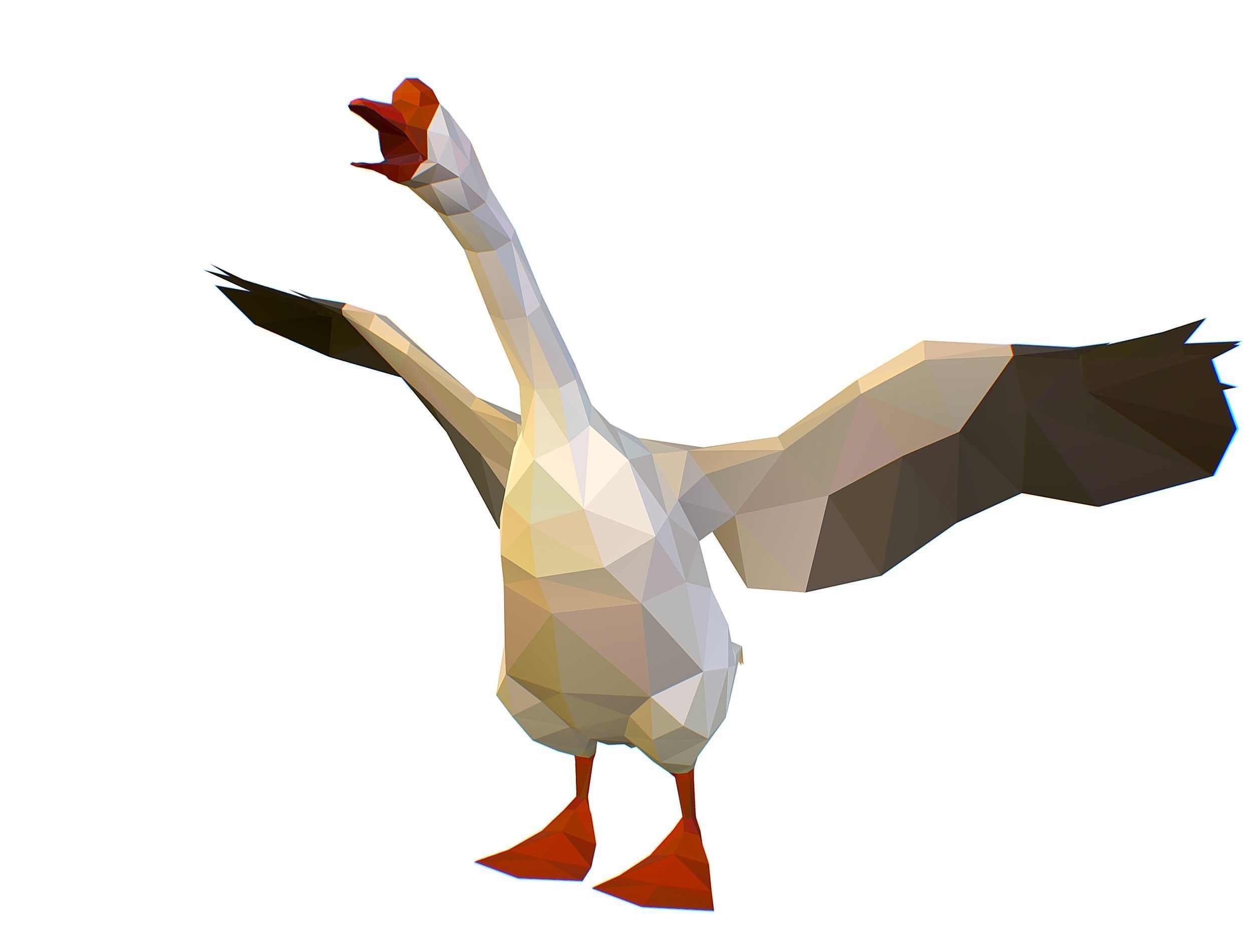 Animated Black Goose Lowpoly Art Style Low-poly 3D model_25