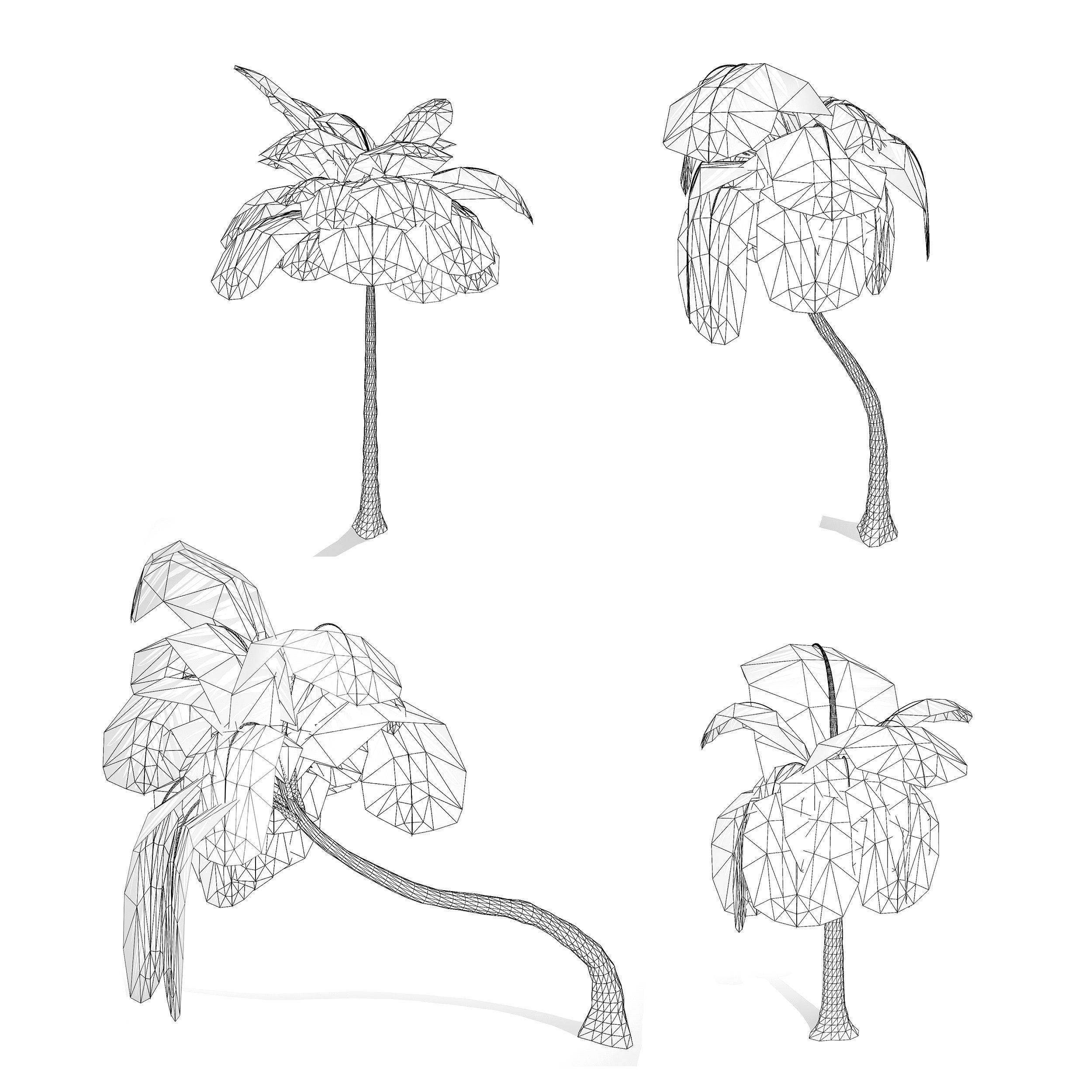 Low-Poly Beach Palms Low-poly 3D model_10