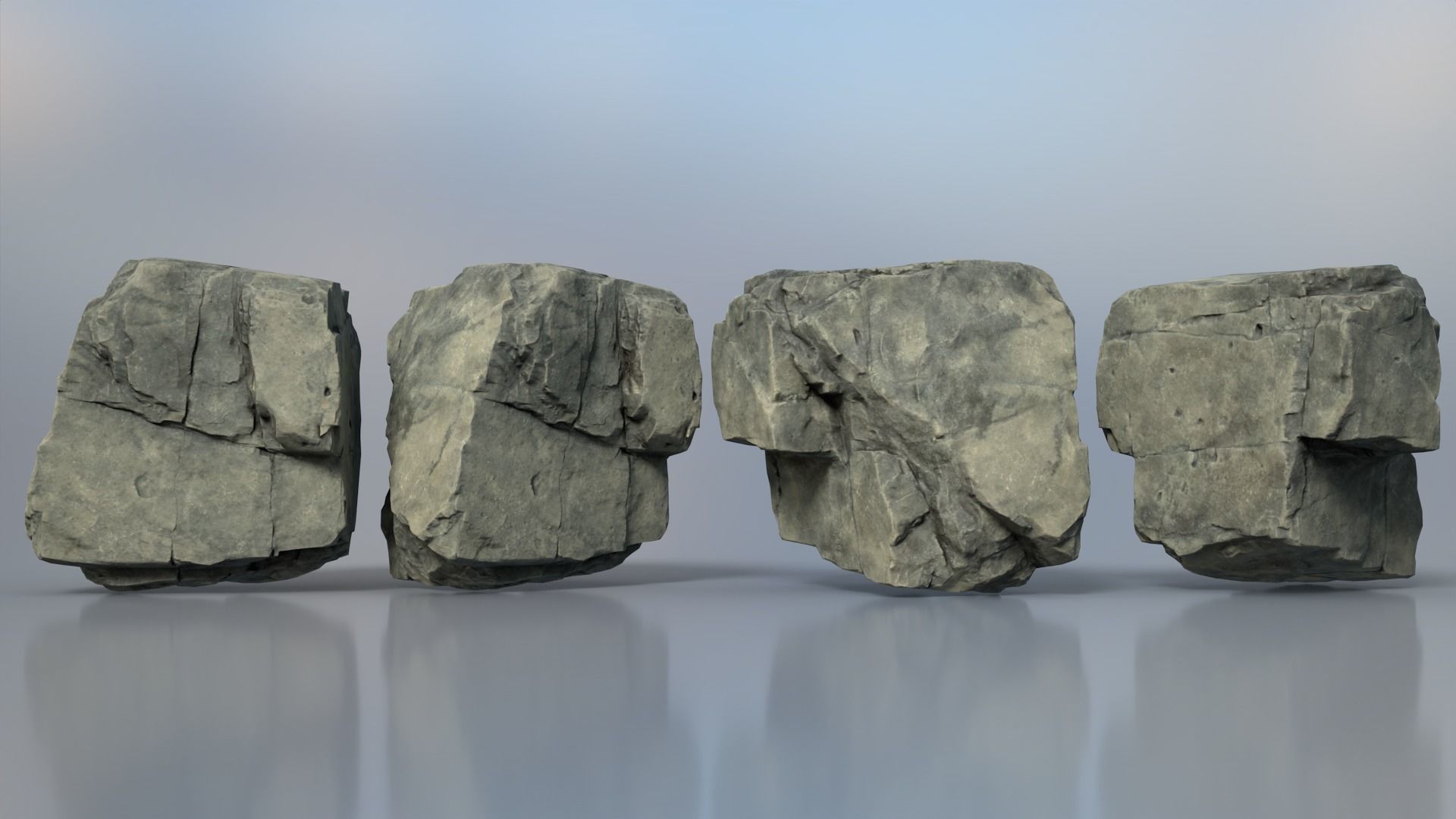 8 Modular Cliff Rocks - 240801 Low-poly 3D model_3