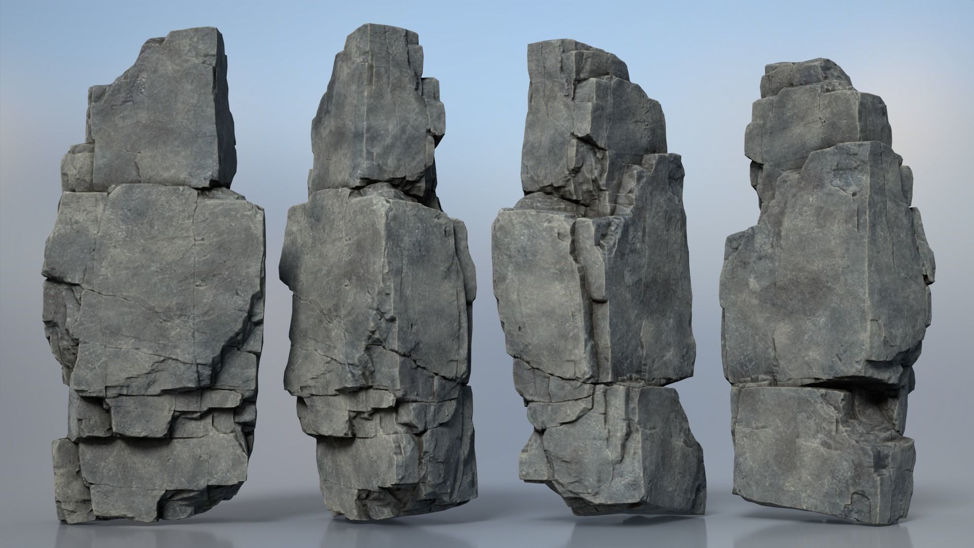 8 Modular Cliff Rocks - 240801 Low-poly 3D model_8