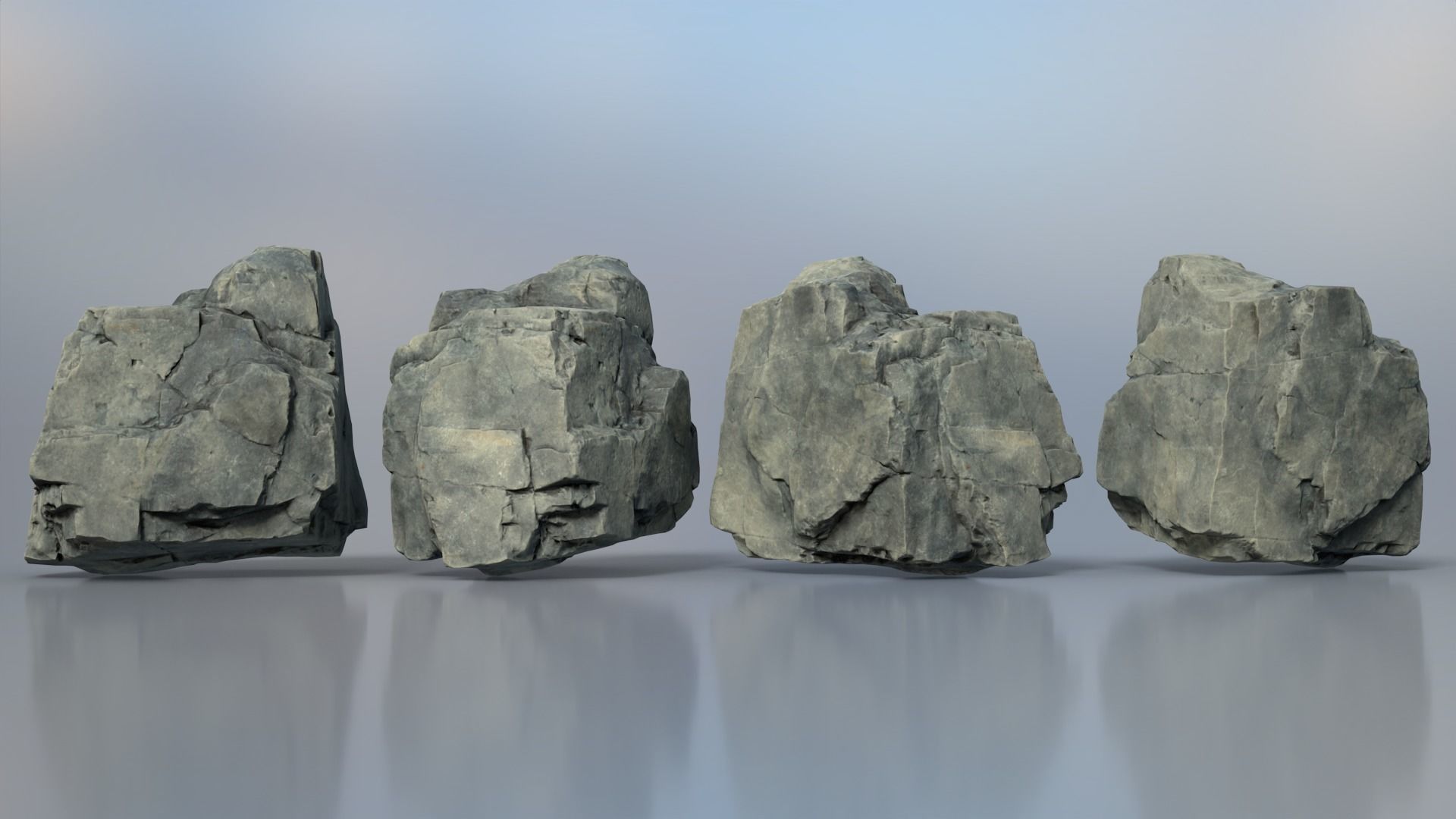 8 Modular Cliff Rocks - 240801 Low-poly 3D model_4